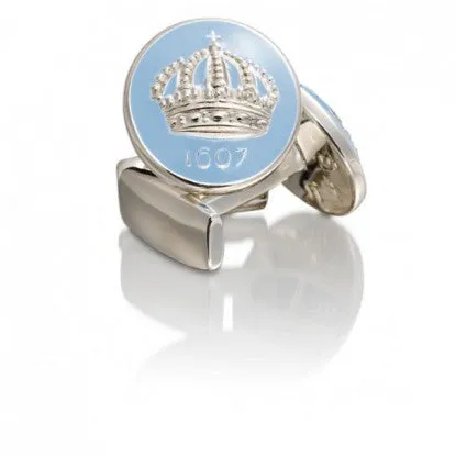Cufflinks | Skultuna Crown | Silver Plated | Gustavian Light Blue