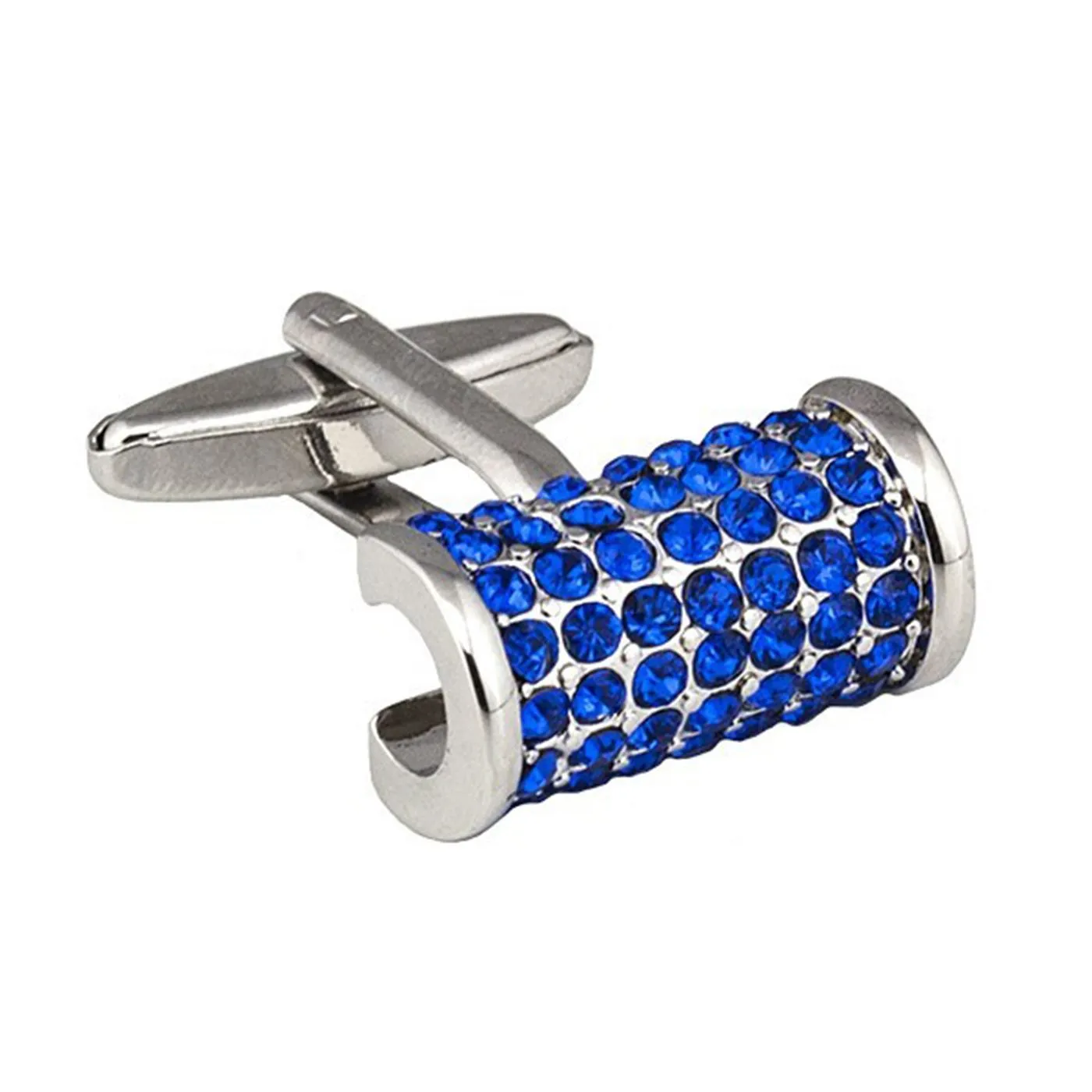 Cylindrical Blue Crystal Cufflinks