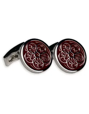 Dark Red Enamel Silver Logo Cufflink
