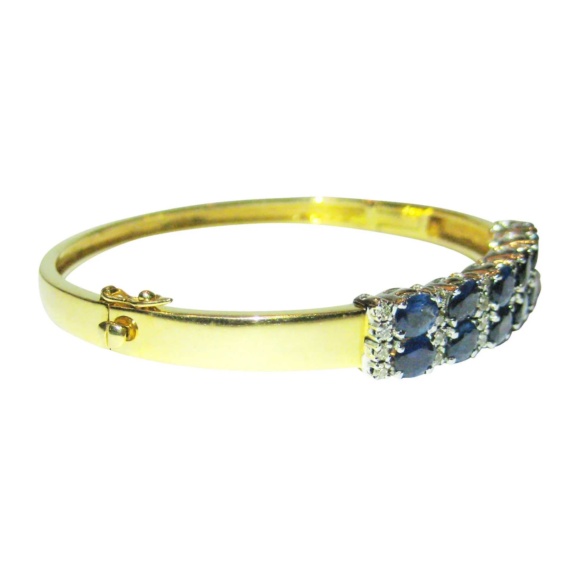Double Row Sapphire & Diamond Bangle