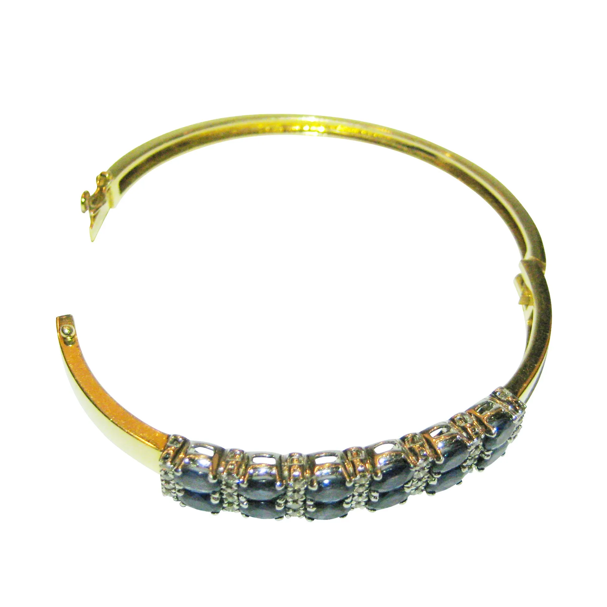 Double Row Sapphire & Diamond Bangle