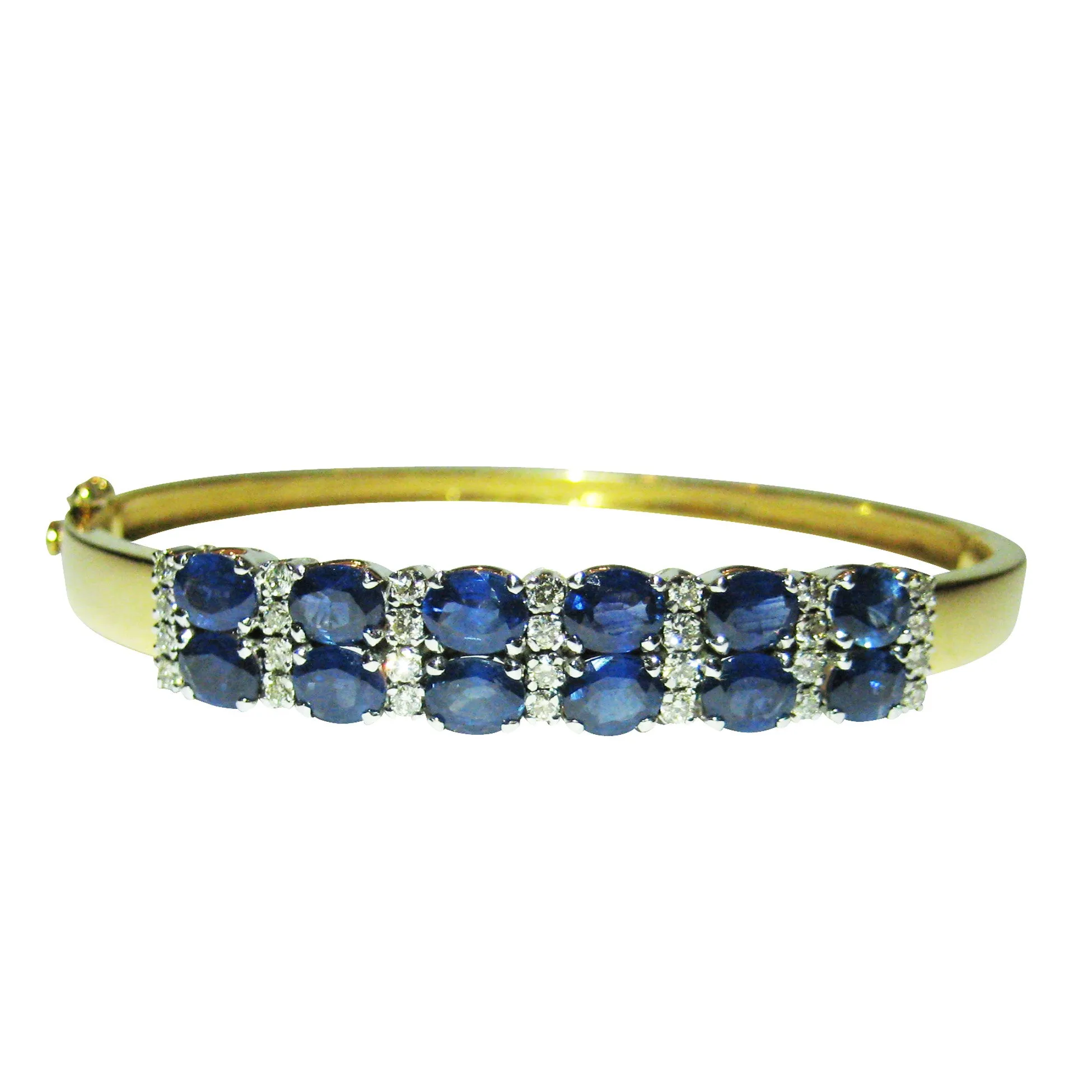 Double Row Sapphire & Diamond Bangle