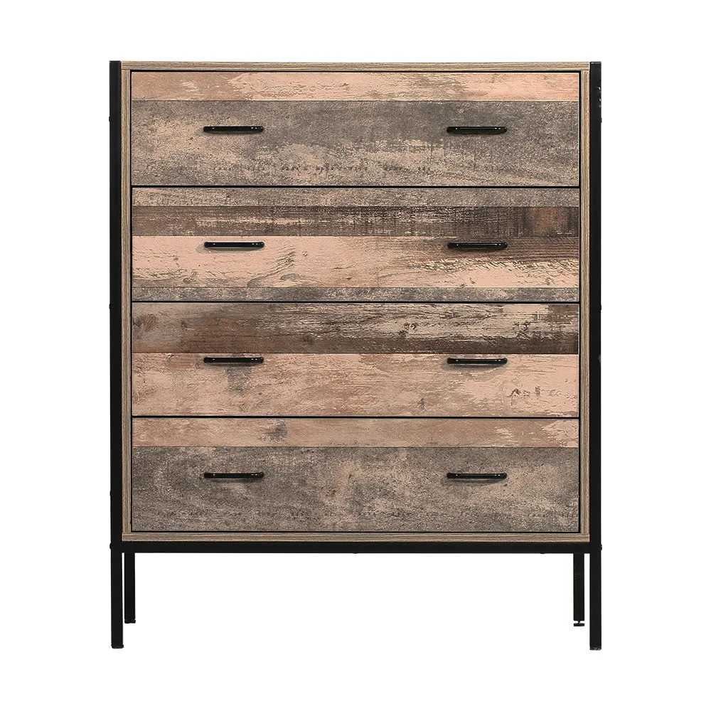 Durable 4-Drawer Tallboy Chest with Metal Legs - Artiss