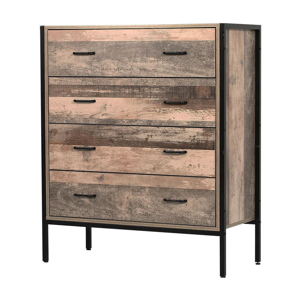 Durable 4-Drawer Tallboy Chest with Metal Legs - Artiss