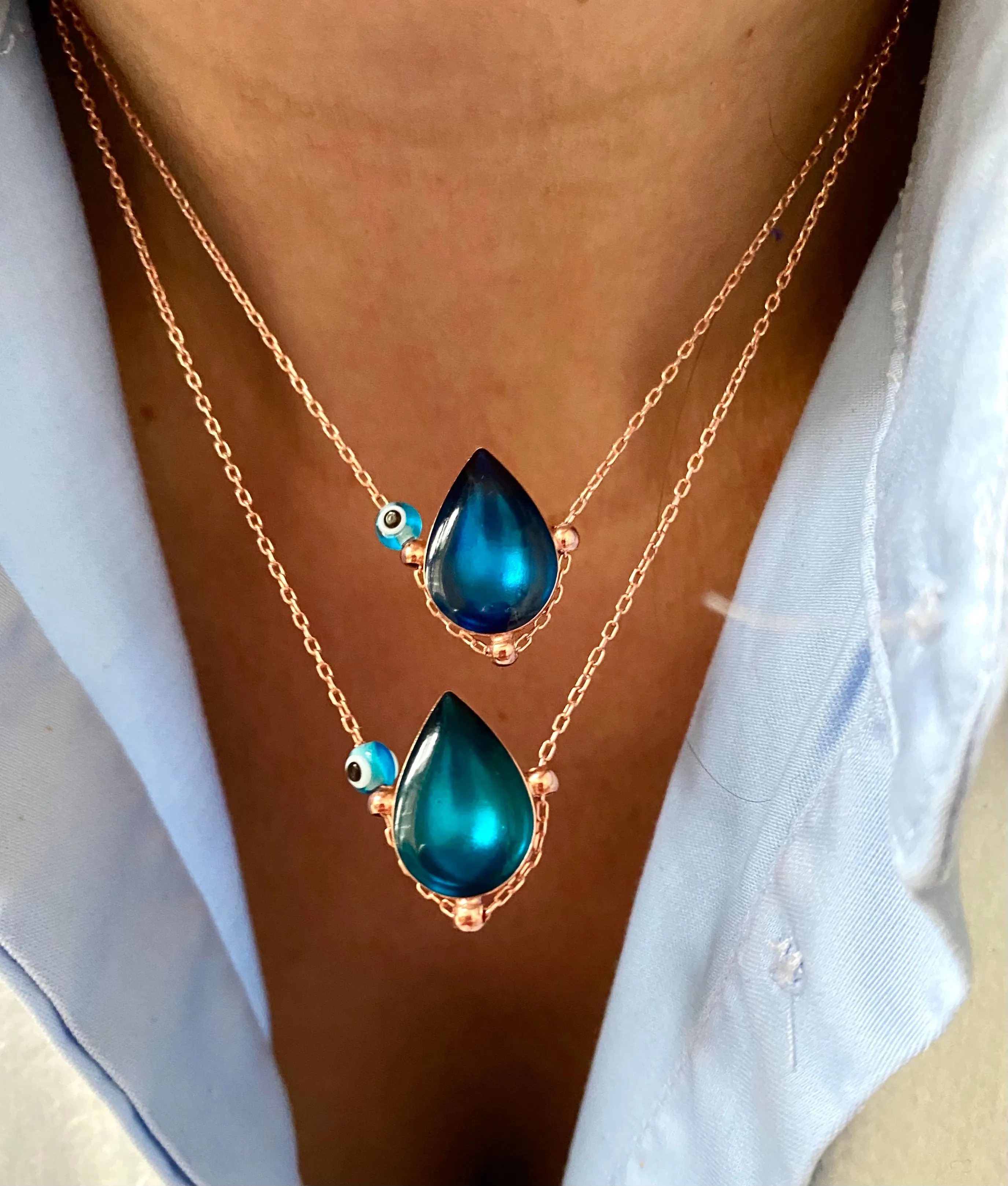 Enamel droplet necklace