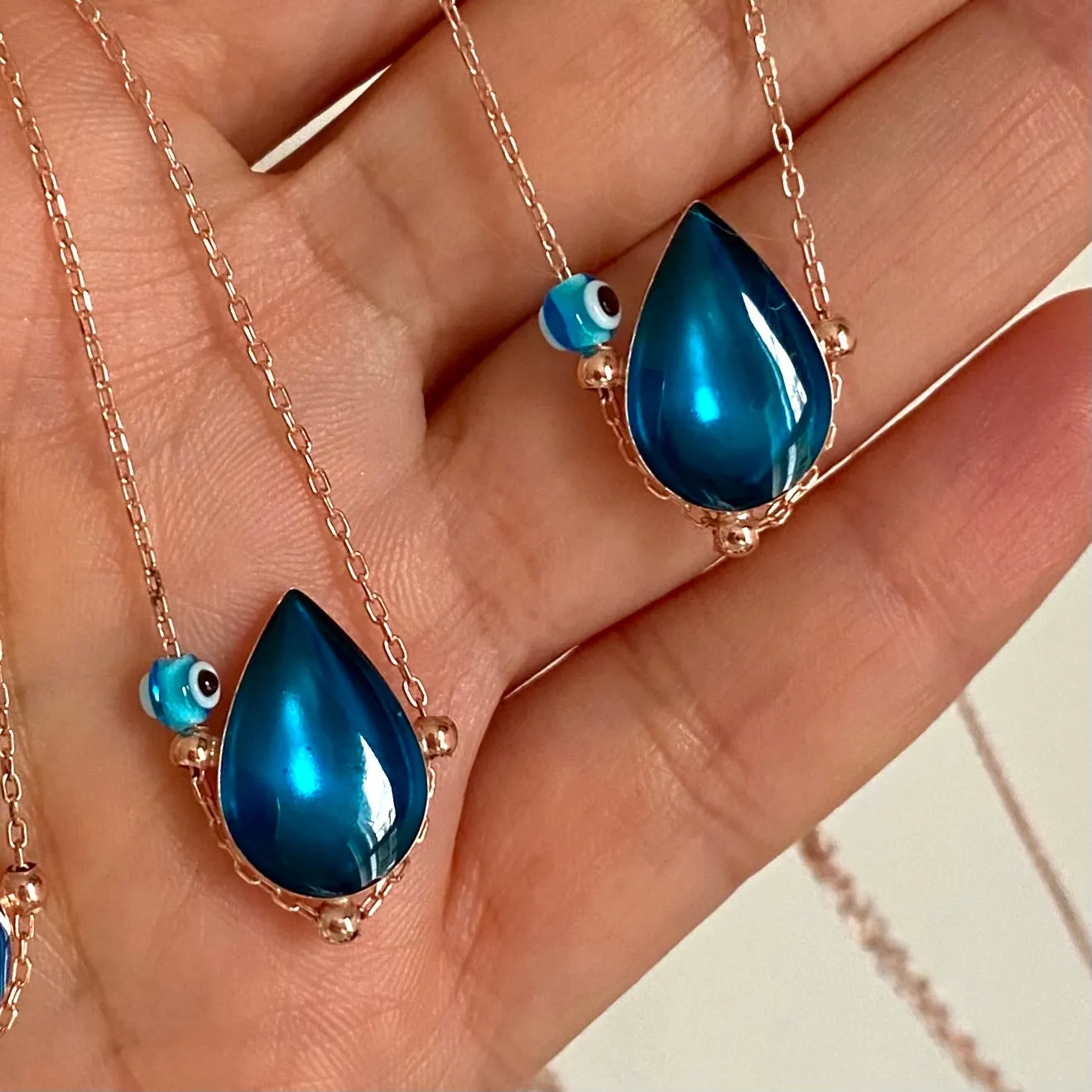 Enamel droplet necklace