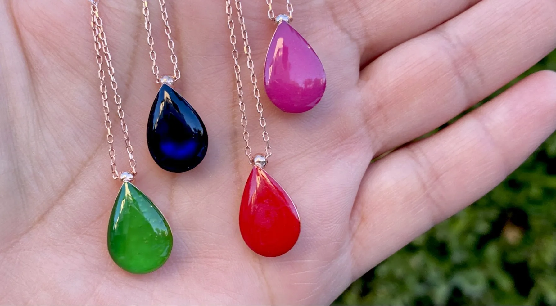 Enamel droplet necklace