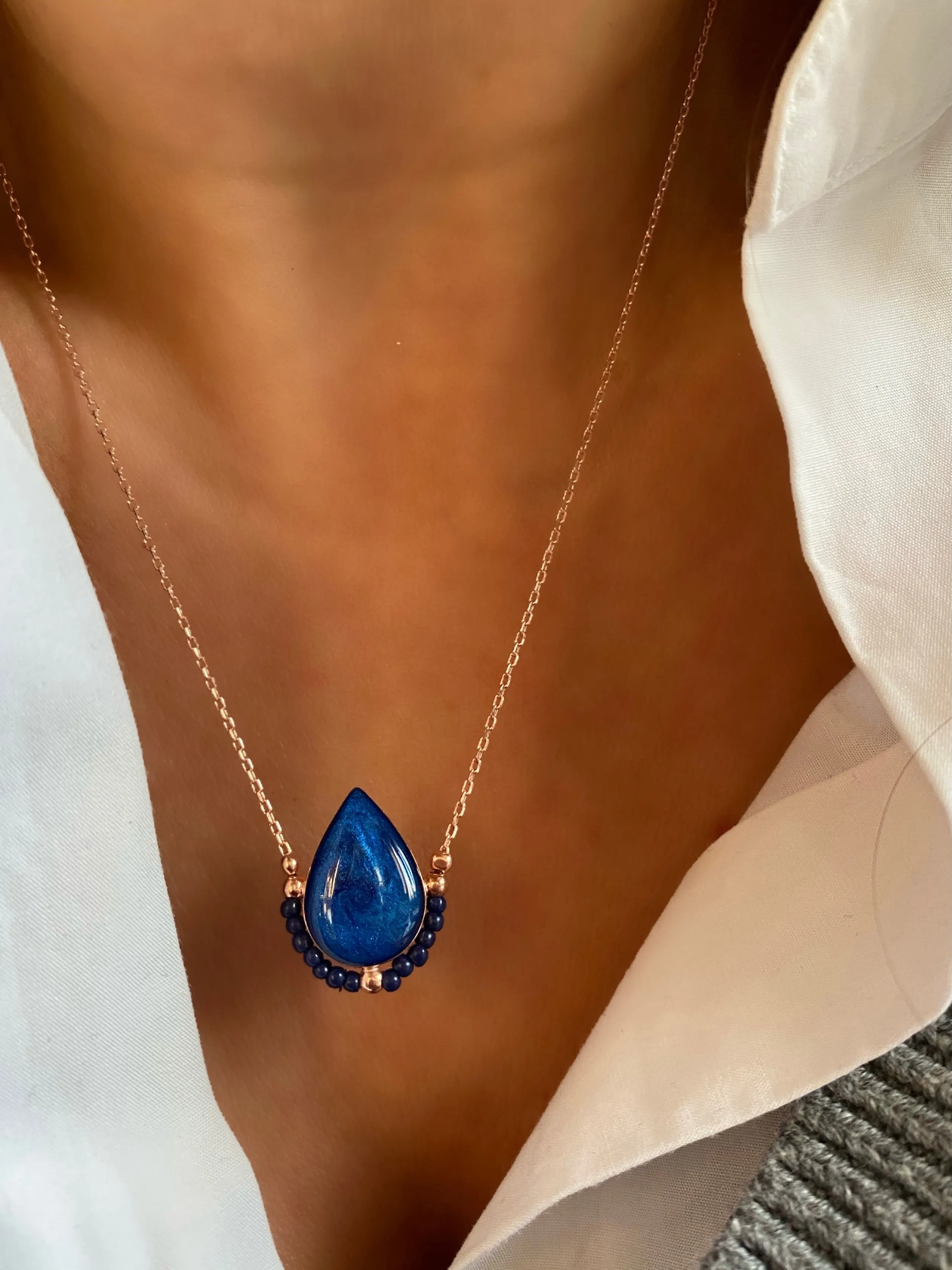 Enamel droplet necklace