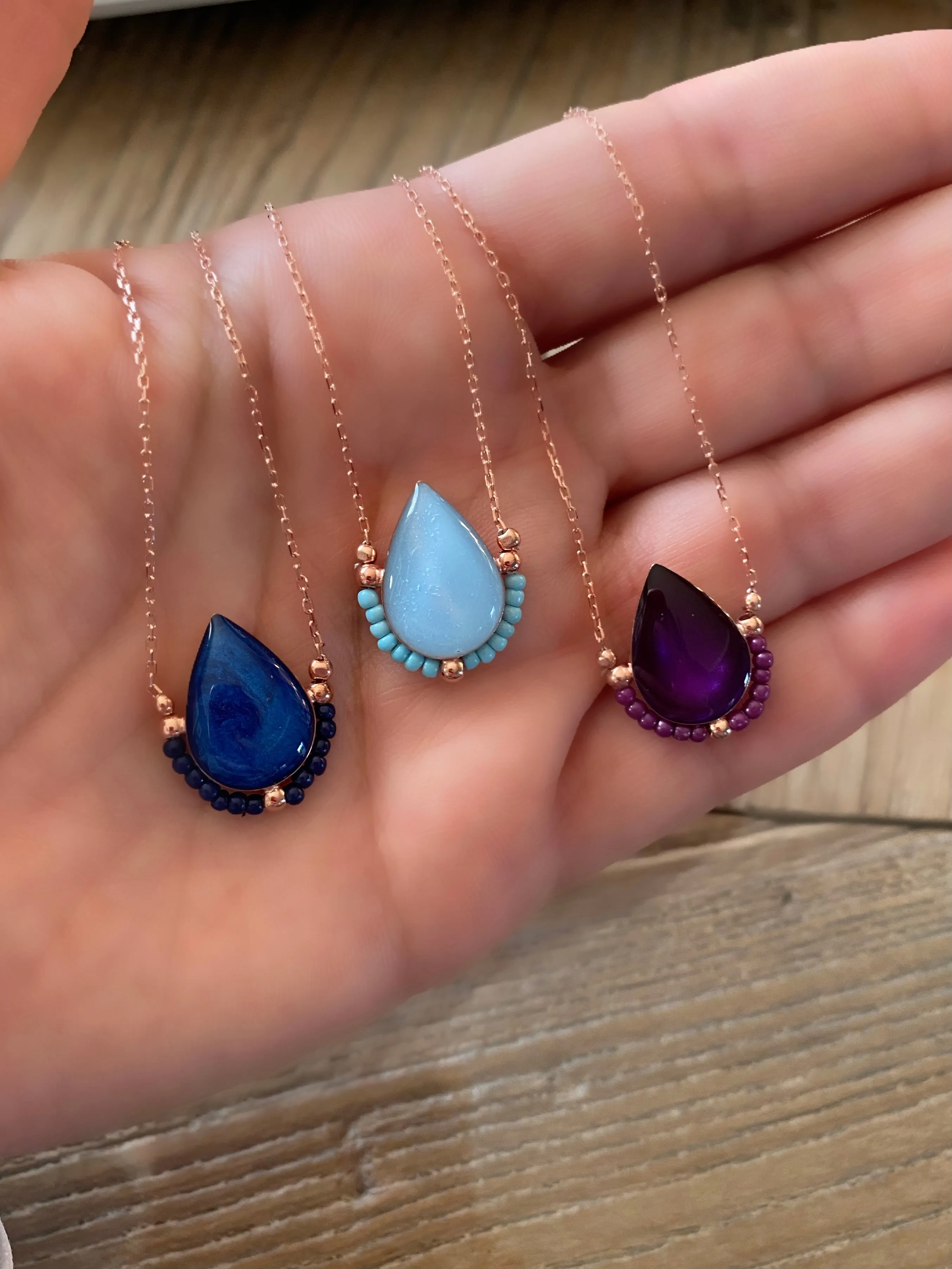 Enamel droplet necklace