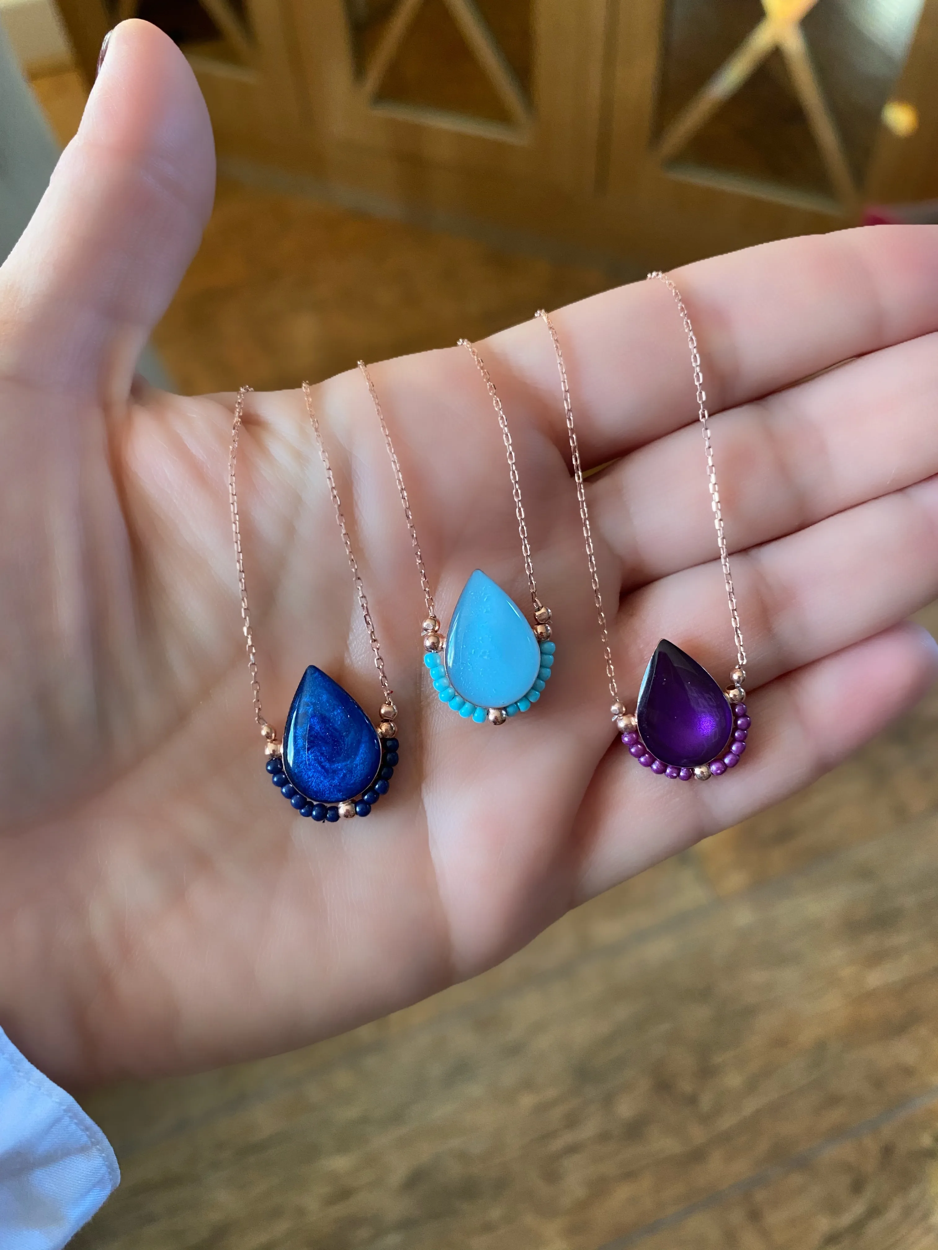Enamel droplet necklace