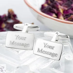 Engraved Cufflinks, Sterling Silver Rectangle