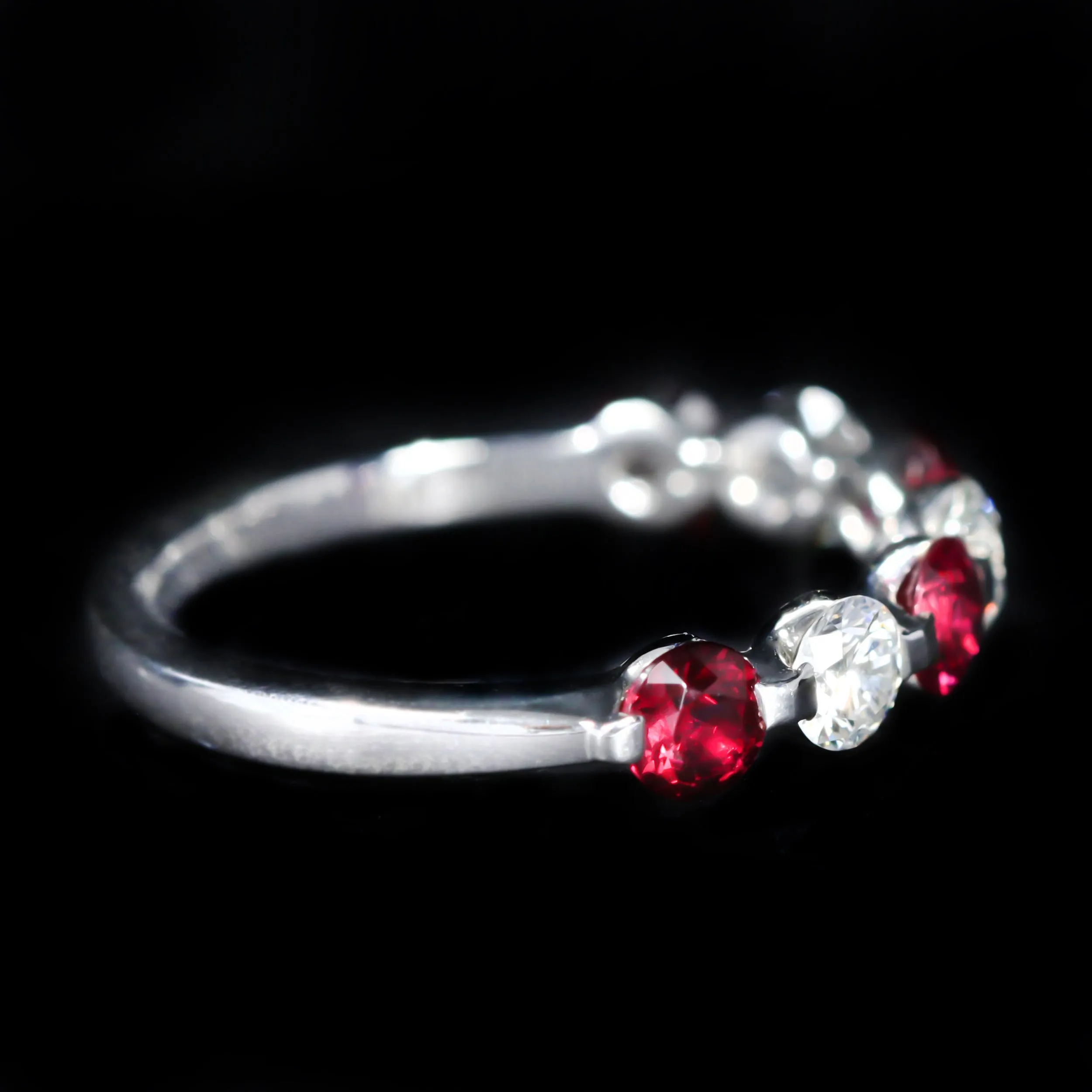Estate Platinum 1.00 CTW Ruby and Diamond Band