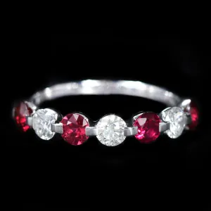 Estate Platinum 1.00 CTW Ruby and Diamond Band