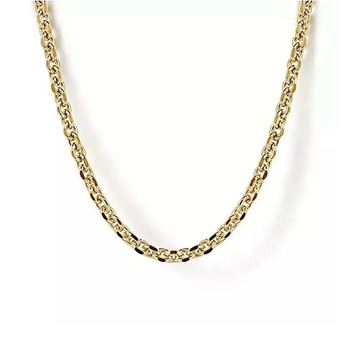 Gabriel & Co. 22" Rolo Diamond-Cut Link Chain Necklace in 14K Yellow Gold