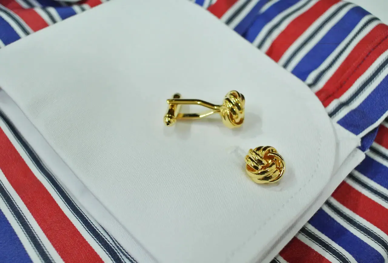 gold cufflinks| stainless steel gold knots cufflinks for men