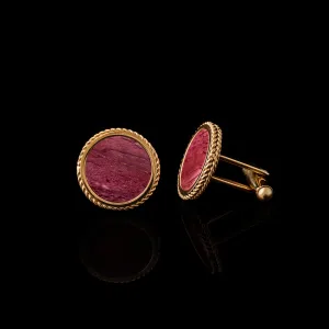 Gold Red Mookaite Leaf Cufflinks