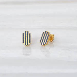 ISHKAR Lapis Lazuli Four River Stud Earrings in Gold