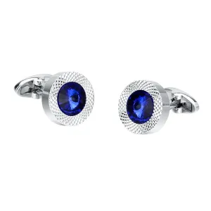 Jacque Round Blue Crystal Cufflinks