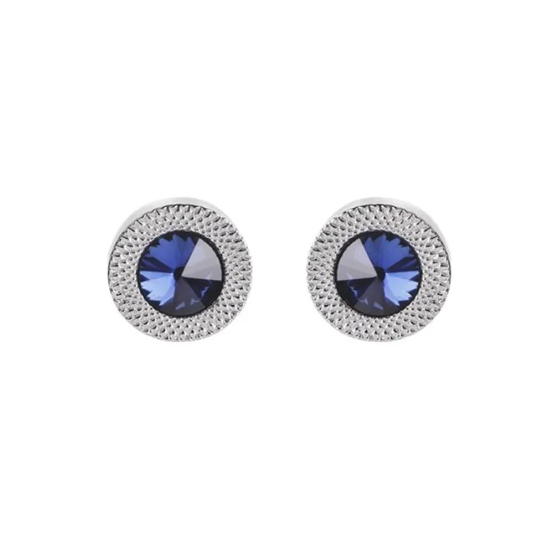 Jacque Round Blue Crystal Cufflinks