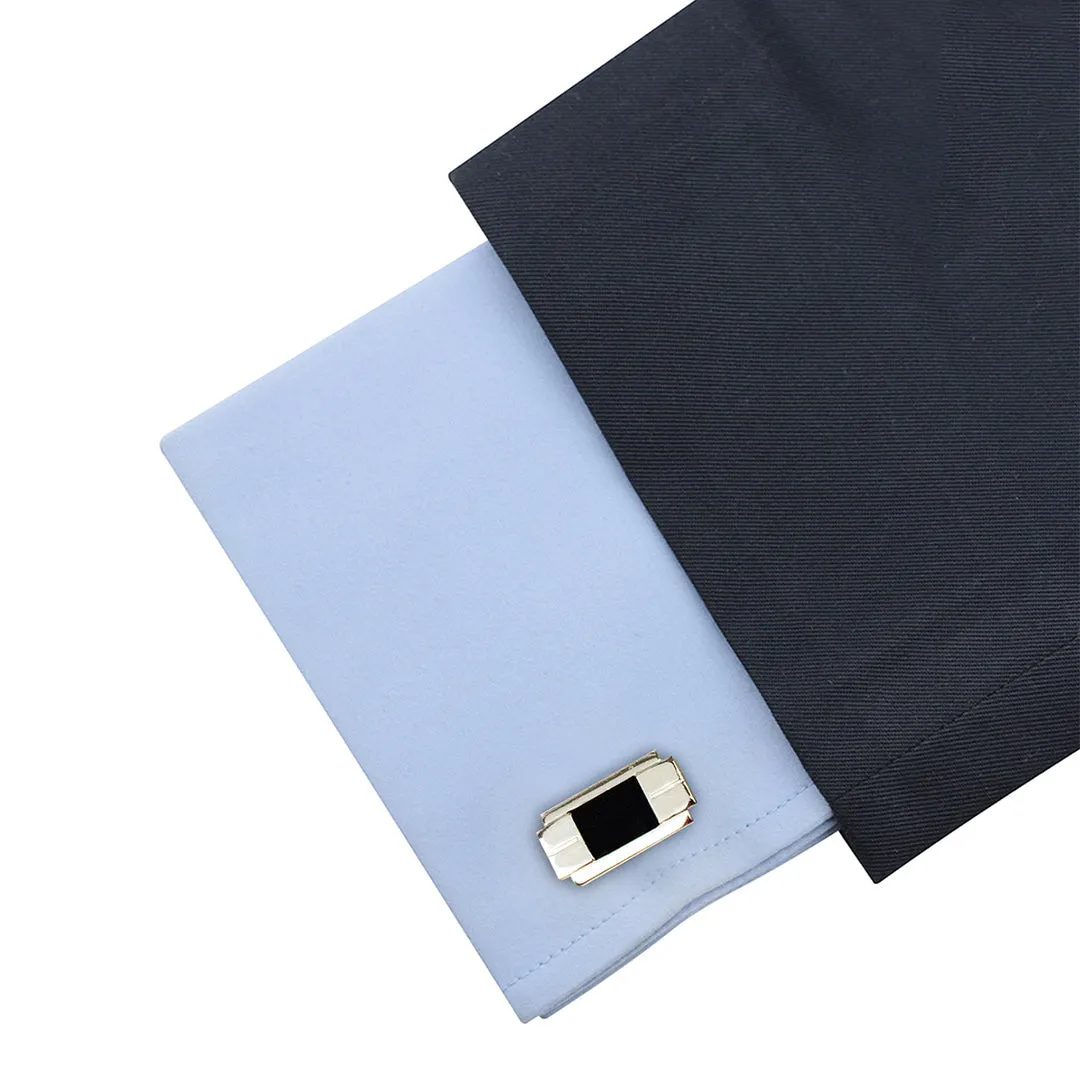 Kavove Elegance Echelon Black, Silver Cufflinks