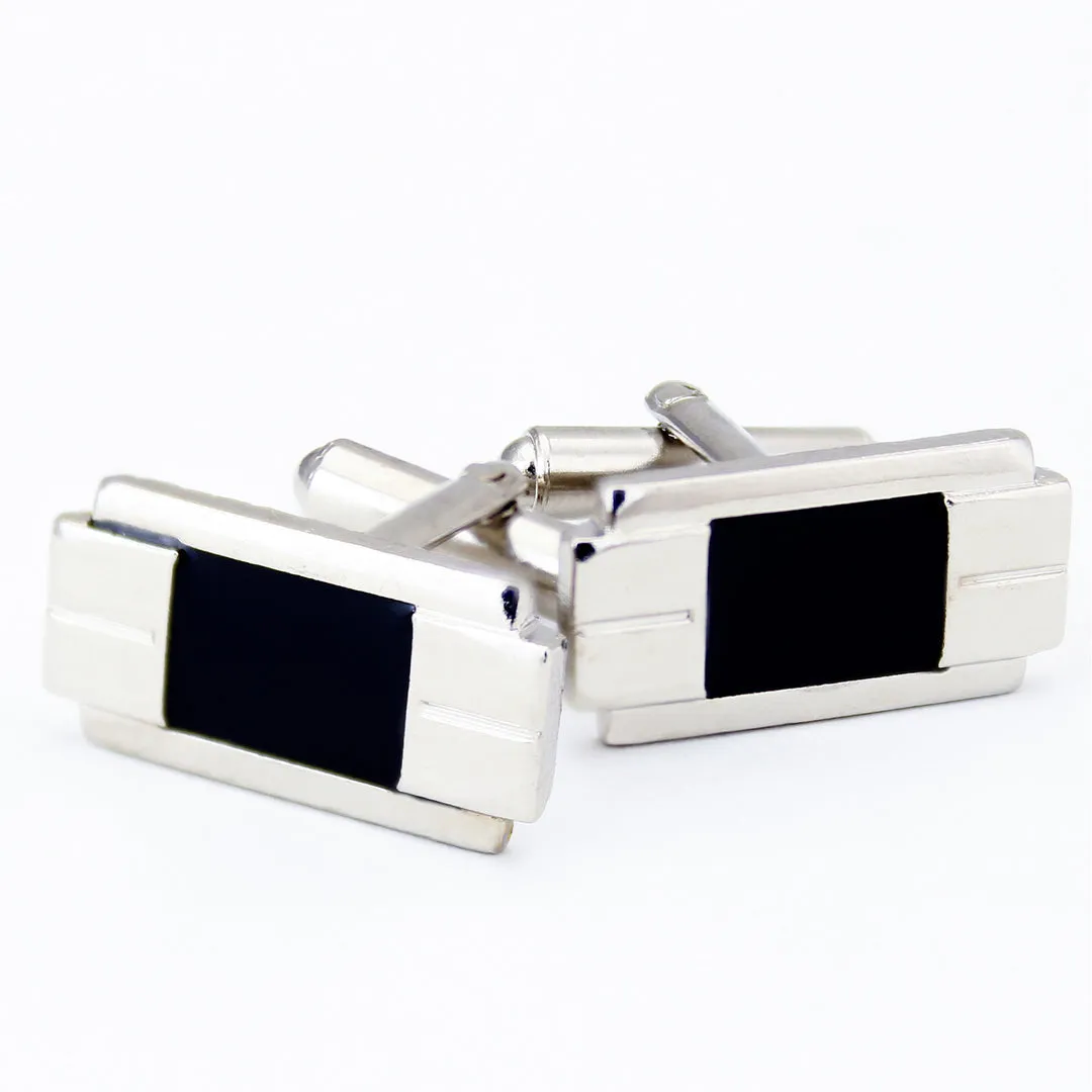 Kavove Elegance Echelon Black, Silver Cufflinks