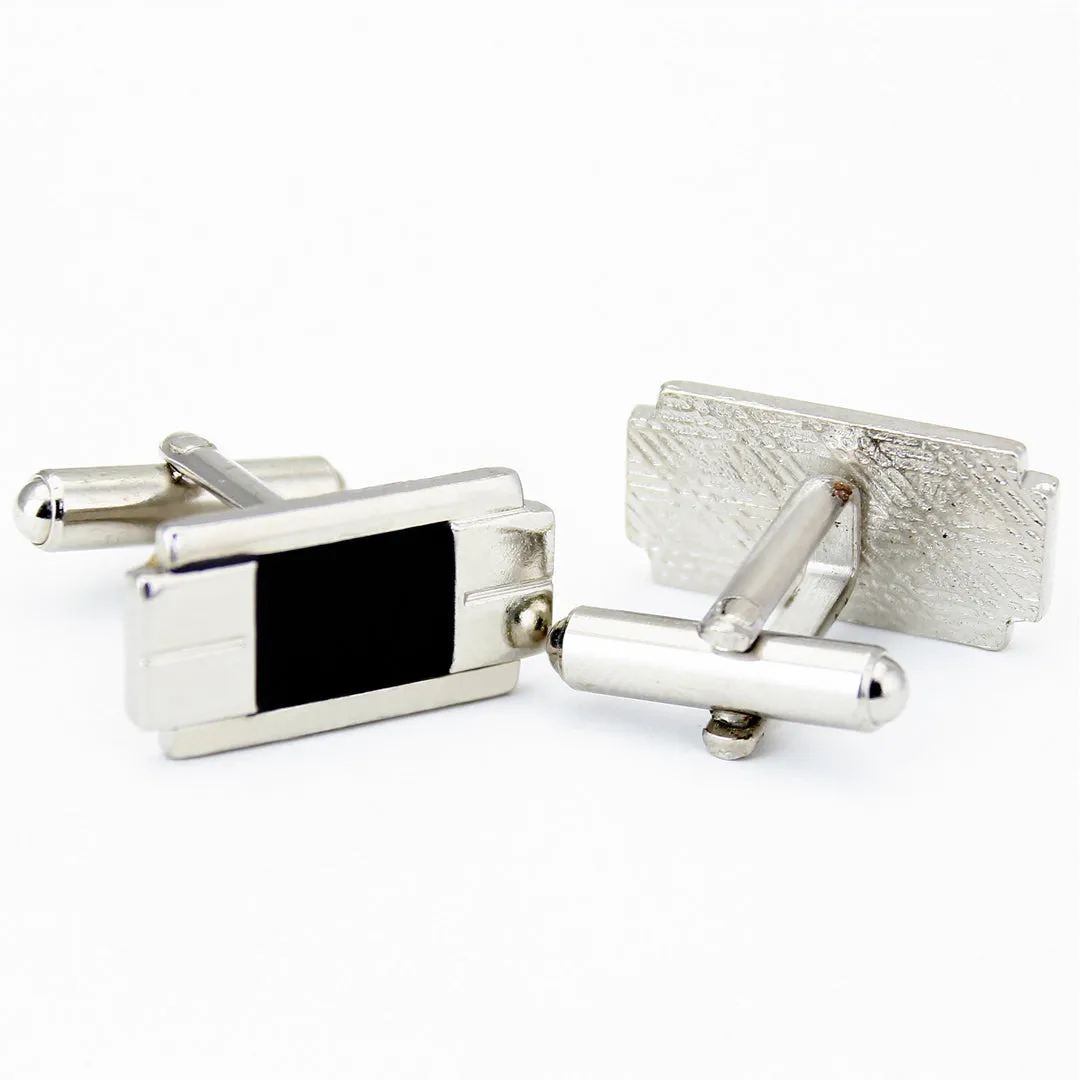 Kavove Elegance Echelon Black, Silver Cufflinks