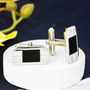 Kavove Elegance Echelon Black, Silver Cufflinks