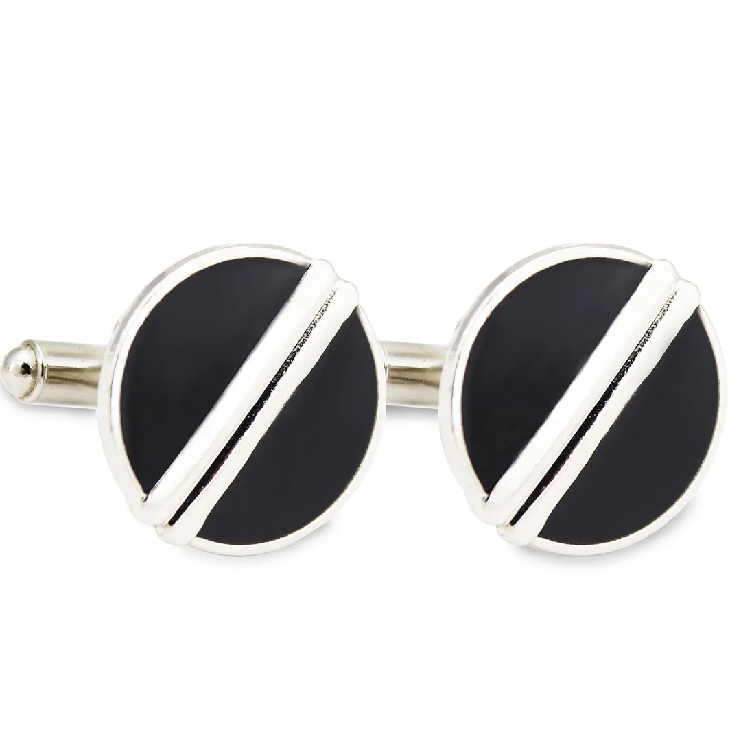 Kavove Gentleman's Gilded Black, Silver Cufflinks