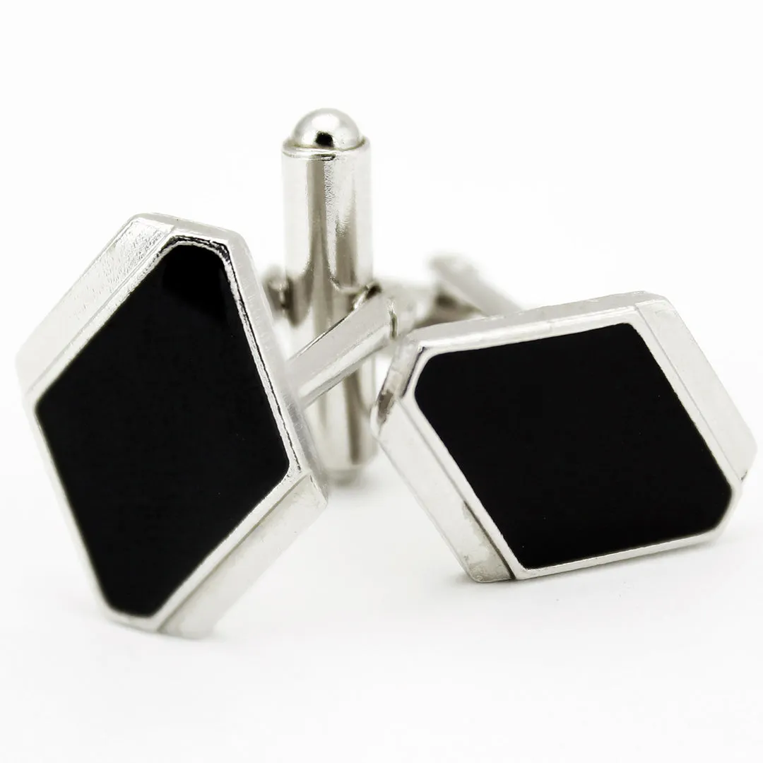 Kavove The Abstract Black, Silver Cufflinks