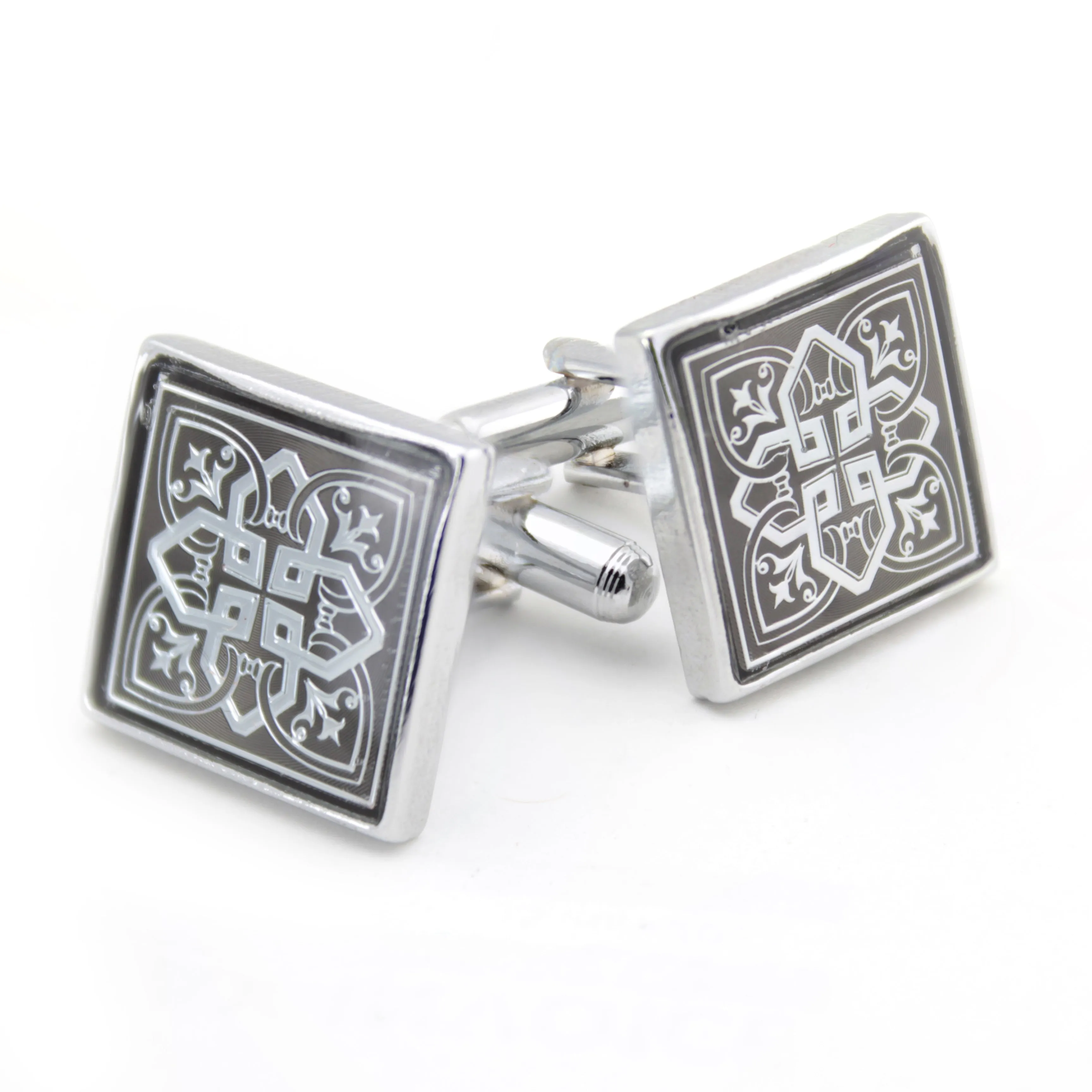 Kavove The Antiquity Black & Silver Cufflink For Men