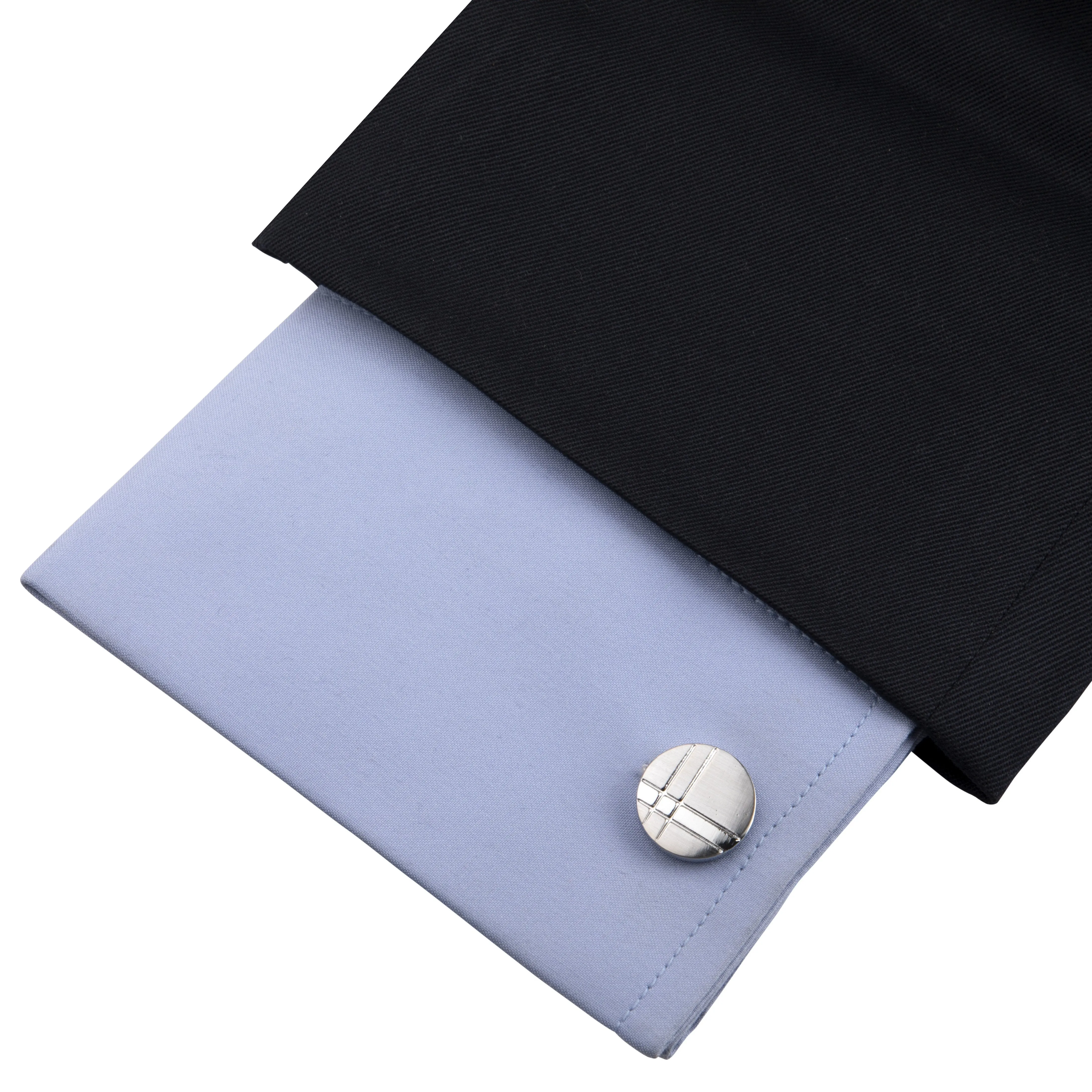 Kavove The Crossroad Silver Coloured Cufflinks For Men