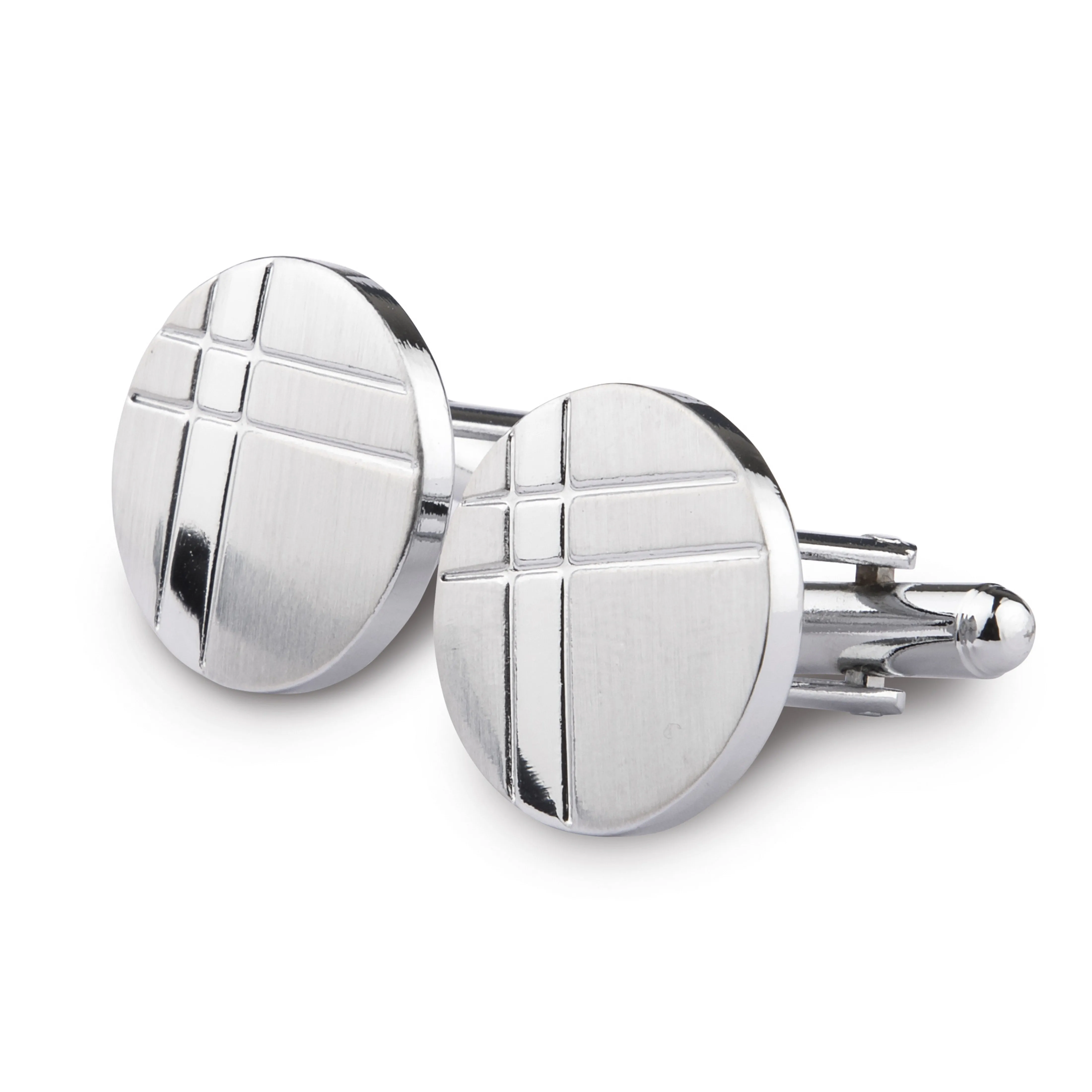 Kavove The Crossroad Silver Coloured Cufflinks For Men