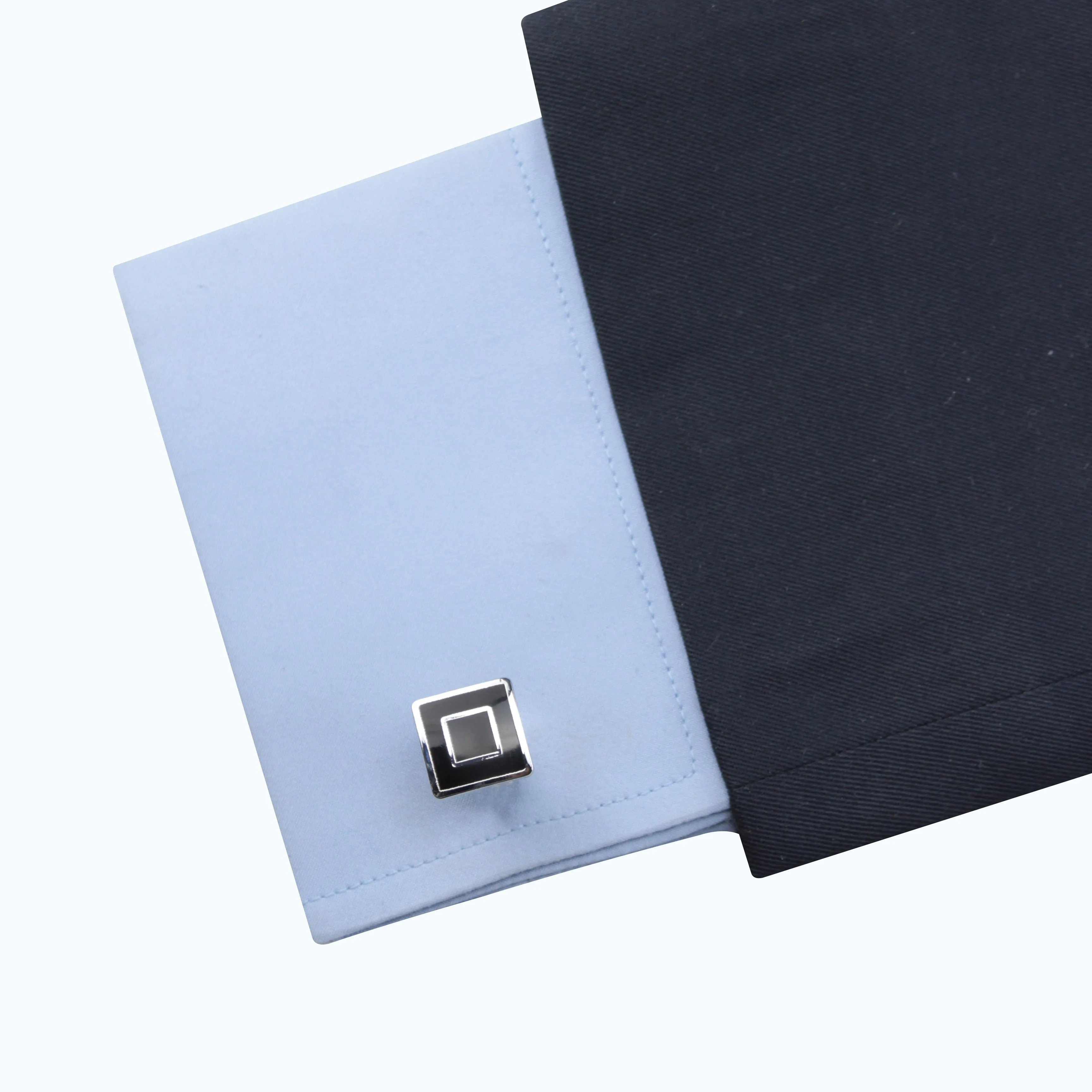 Kavove The Eye Catcher Black & Silver Cufflink For Men