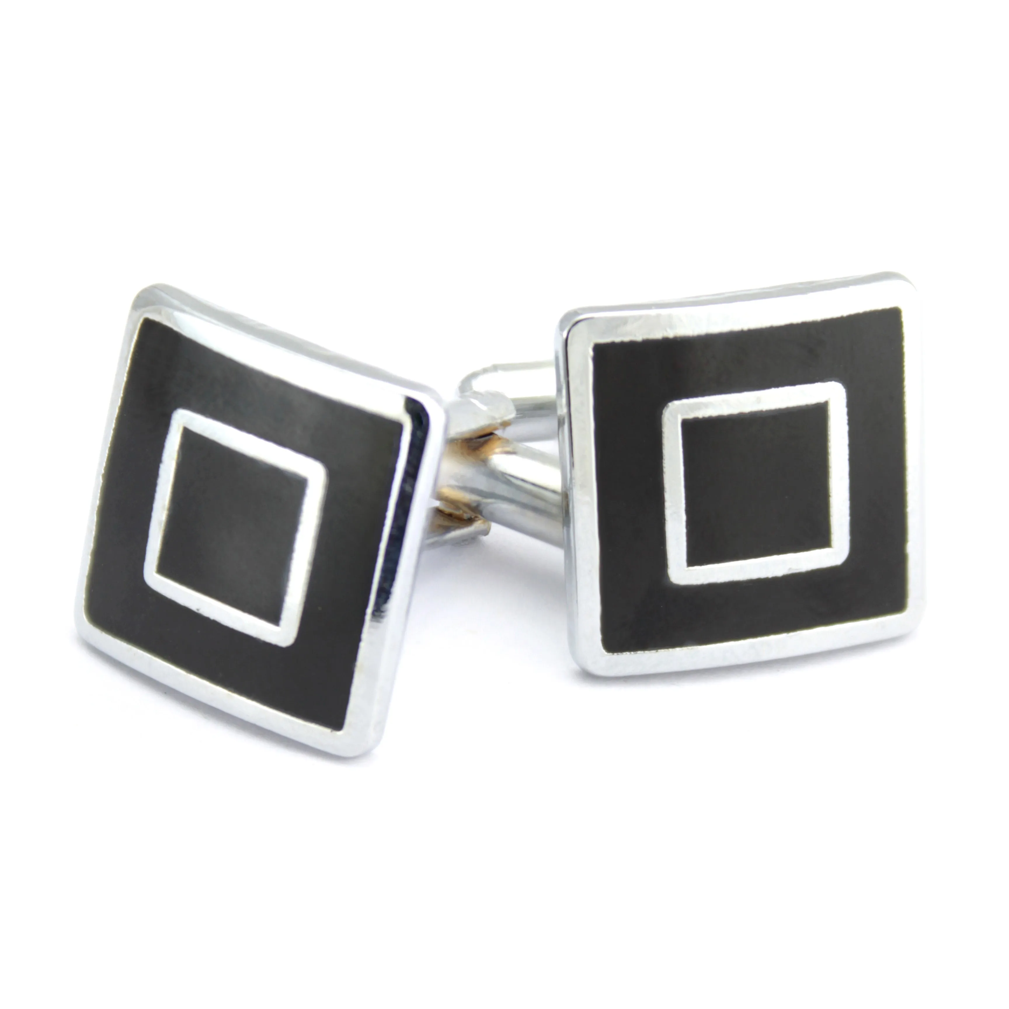 Kavove The Eye Catcher Black & Silver Cufflink For Men