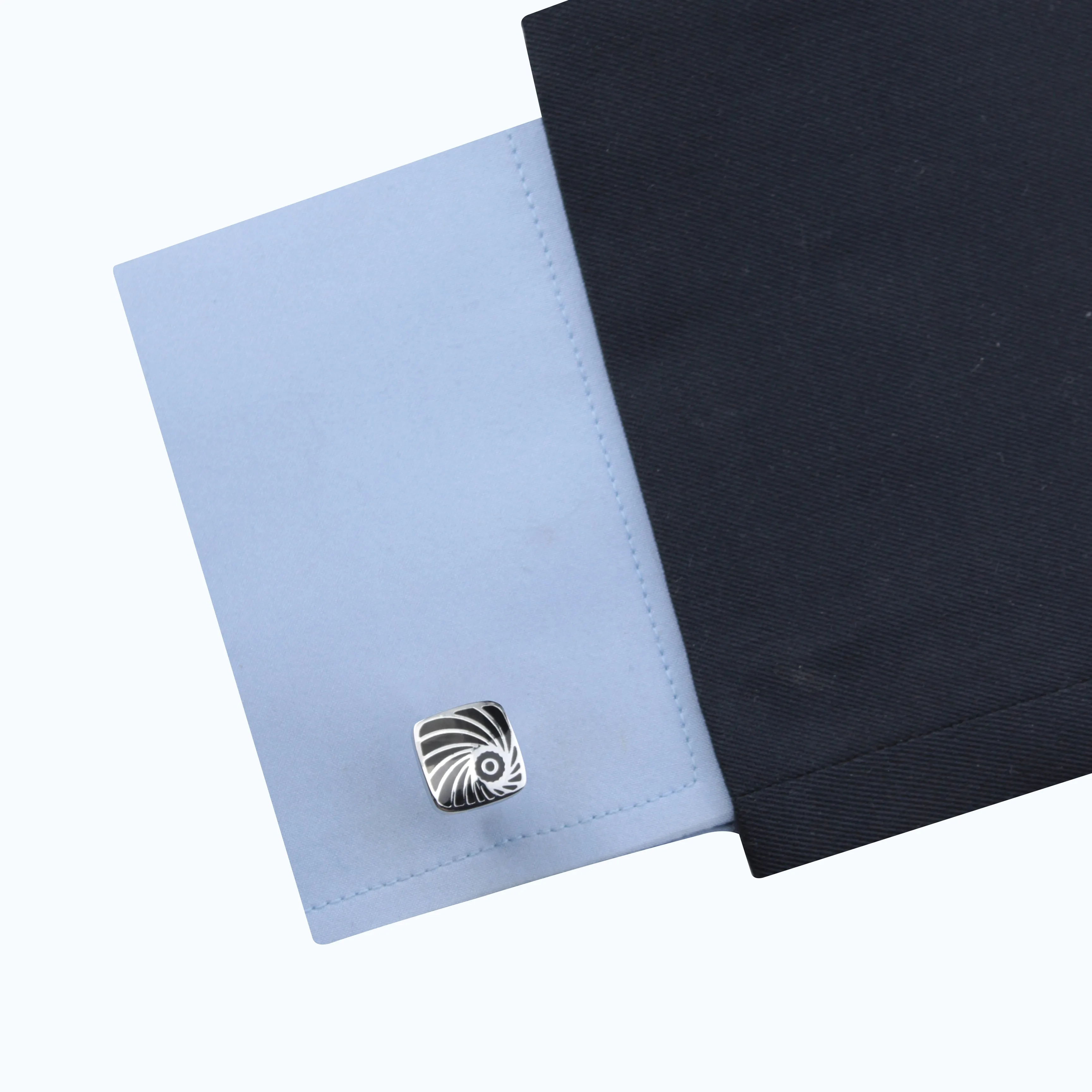 Kavove The Eye Glam Black & Silver Cufflink For Men