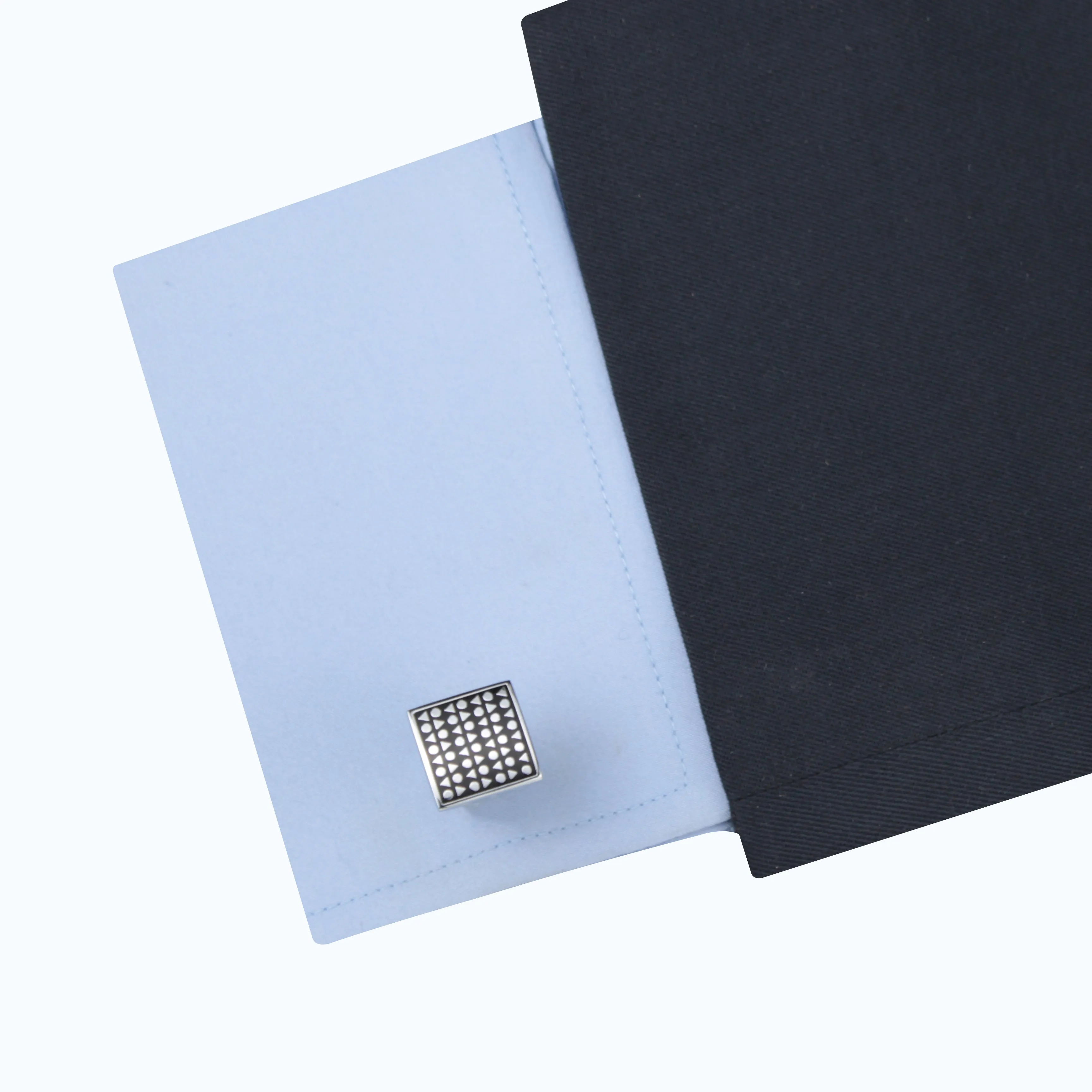 Kavove The Geometry Divine Black & Silver Cufflink For Men