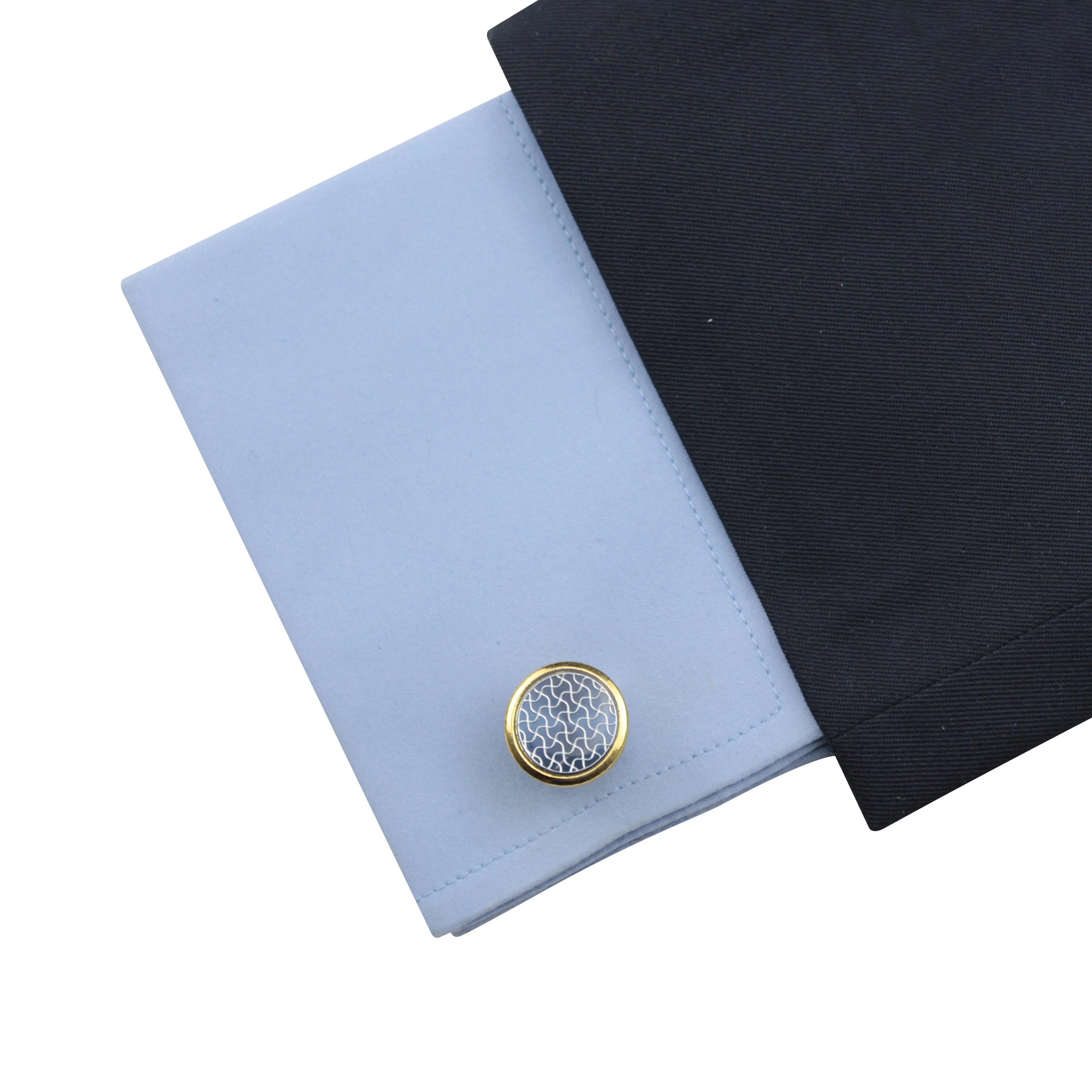 Kavove The Haze Tale Blue & Golden Cufflink For Men