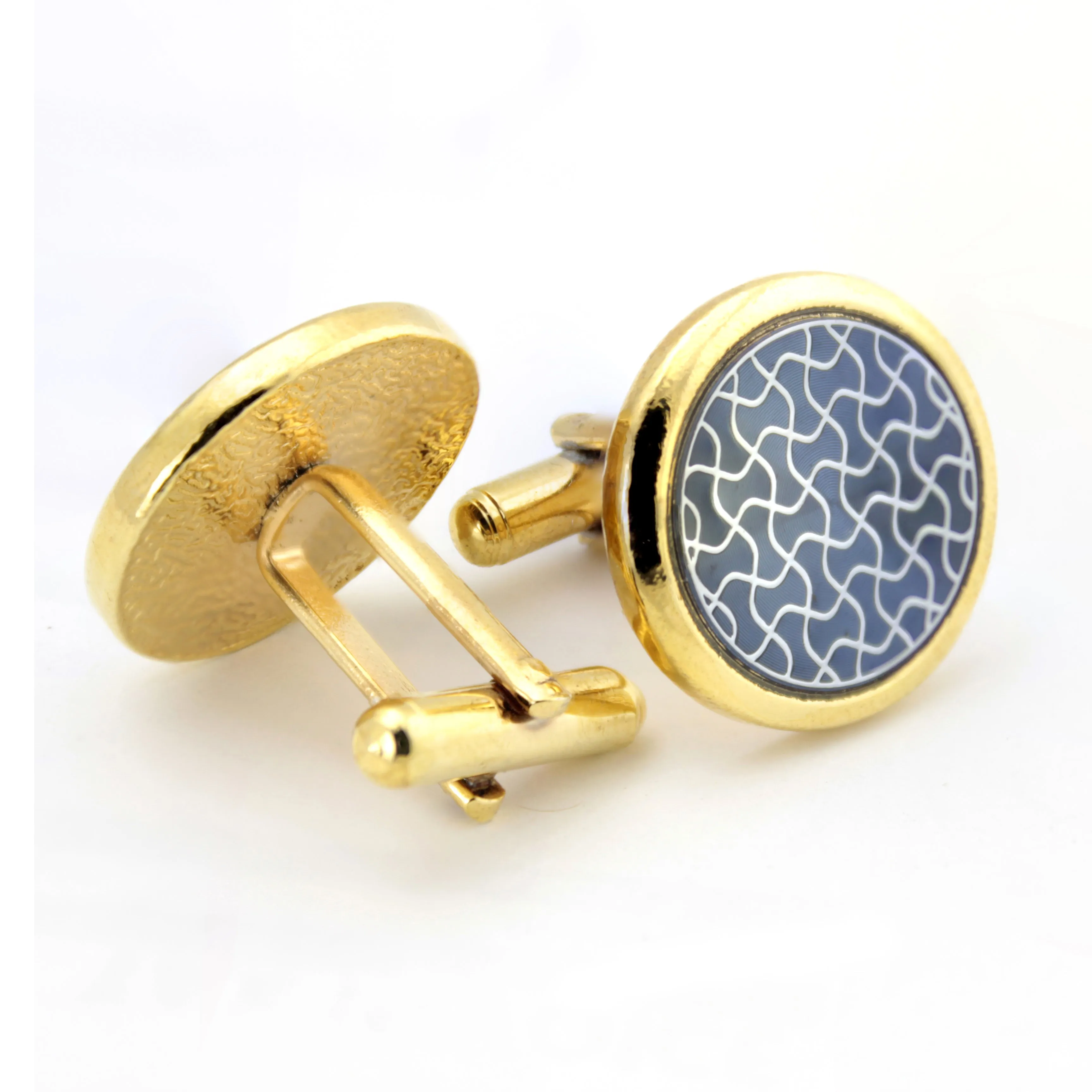 Kavove The Haze Tale Blue & Golden Cufflink For Men
