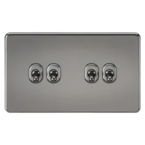 Knightsbridge Screwless 10A 4 Gang 2 Way Toggle Switch - Black Nickel