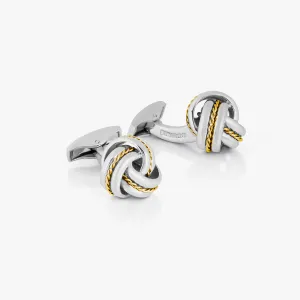 Knot Twisted Royal Cable Cufflinks in Silver and 18K Yellow Gold
