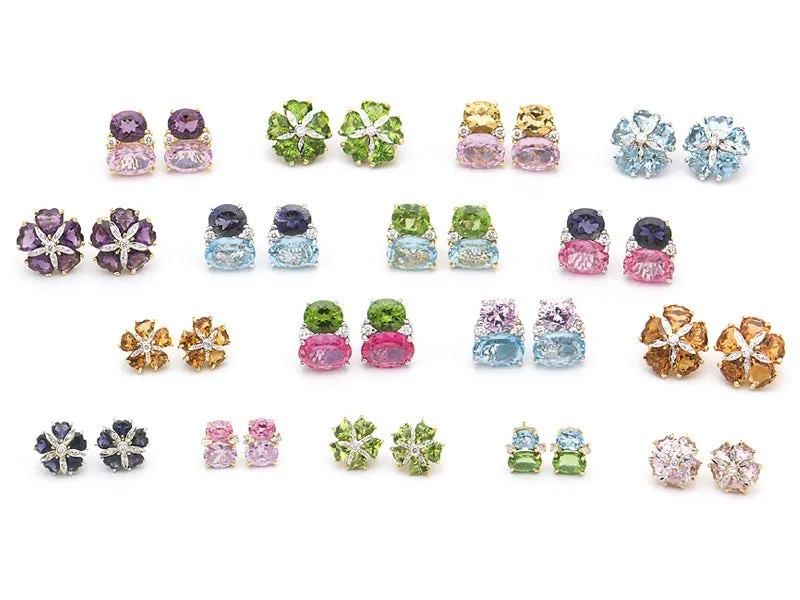 Large GUM DROP™ Earrings with Pink Topaz and Diamonds
