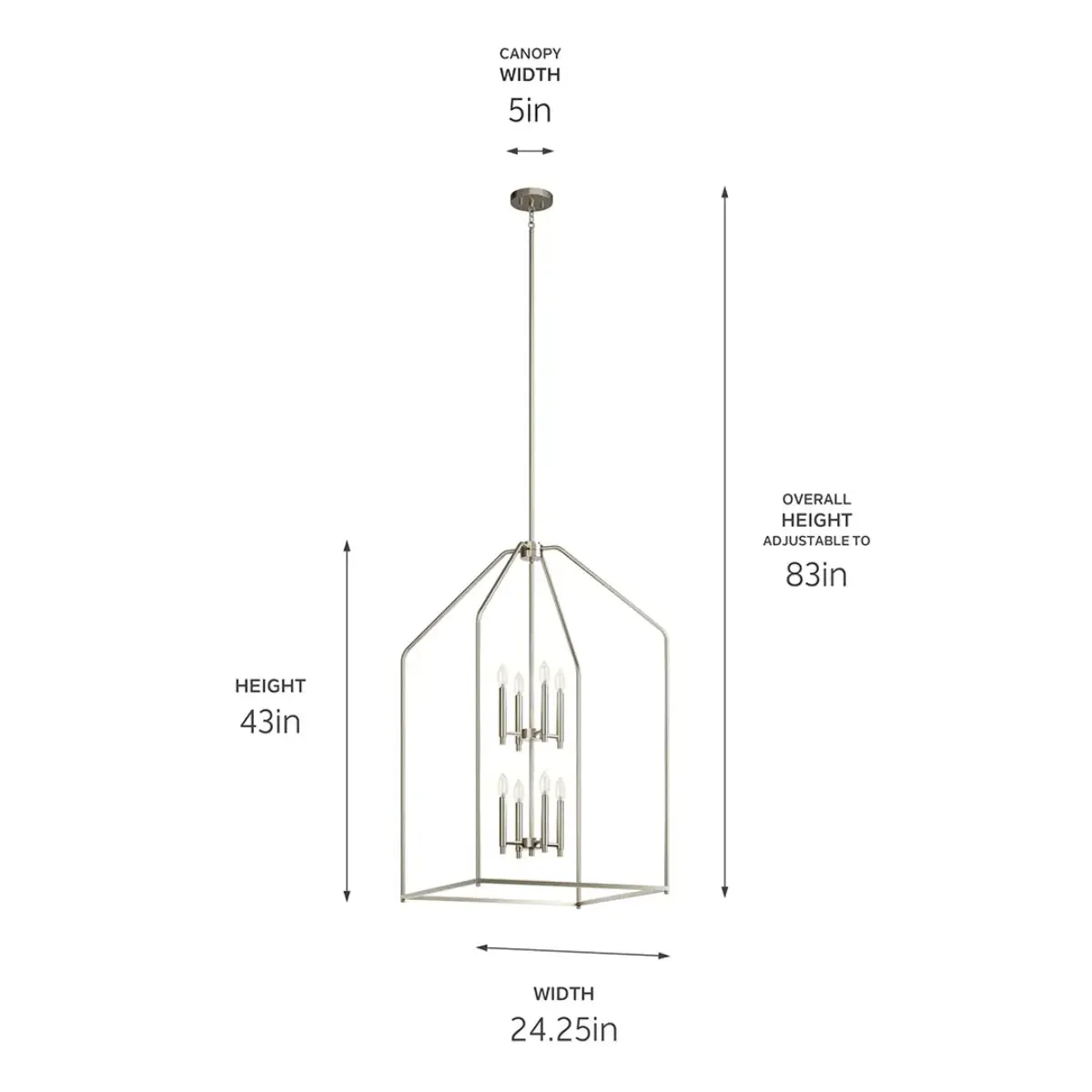 Madden 24" 8-Light Pendant Light, Brushed Nickel Finish
