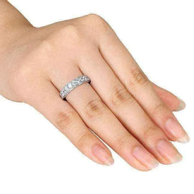 Miadora Sterling Silver White Sapphire and Gemstone Stackable Anniversary Ring
