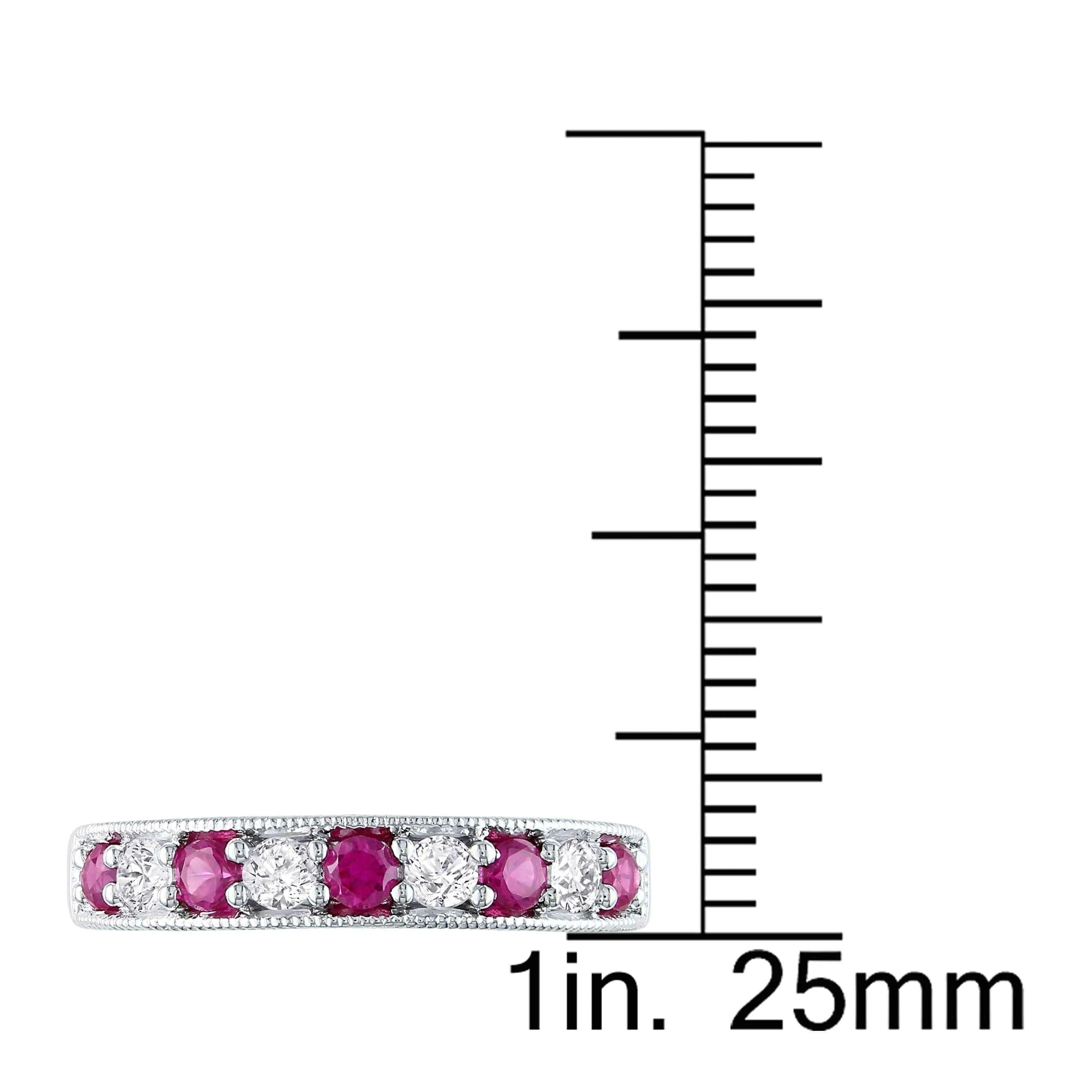 Miadora Sterling Silver White Sapphire and Gemstone Stackable Anniversary Ring