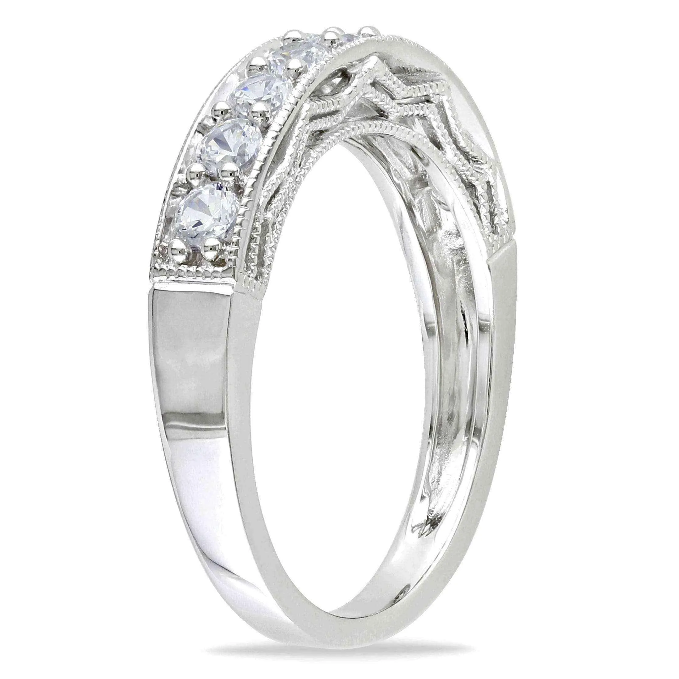 Miadora Sterling Silver White Sapphire and Gemstone Stackable Anniversary Ring