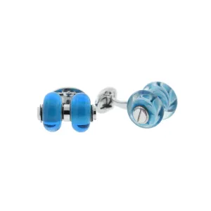 Murano Glass Bead Sterling Silver Cufflinks