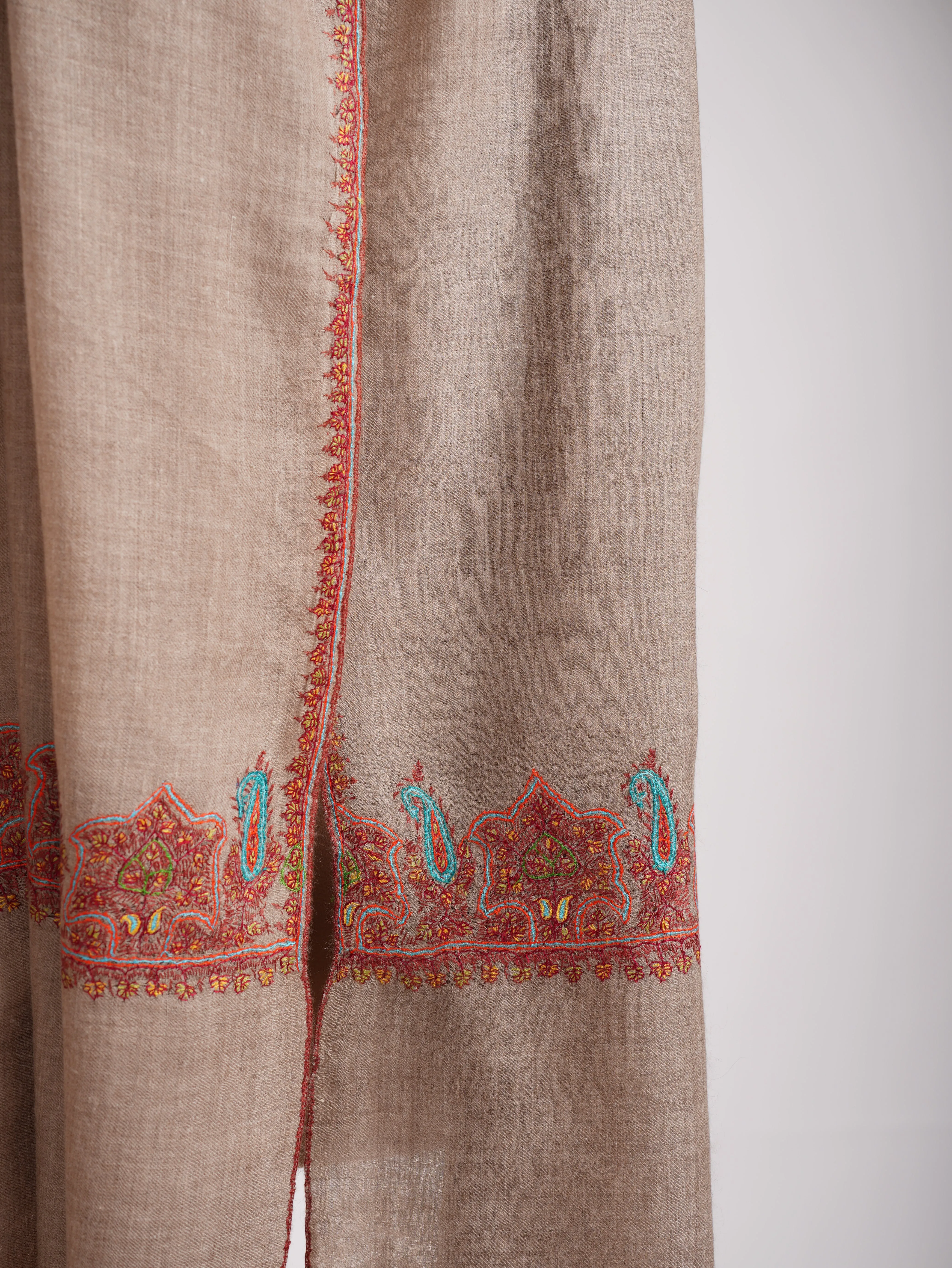 Natural Grey Handcrafted Cashmere Stole