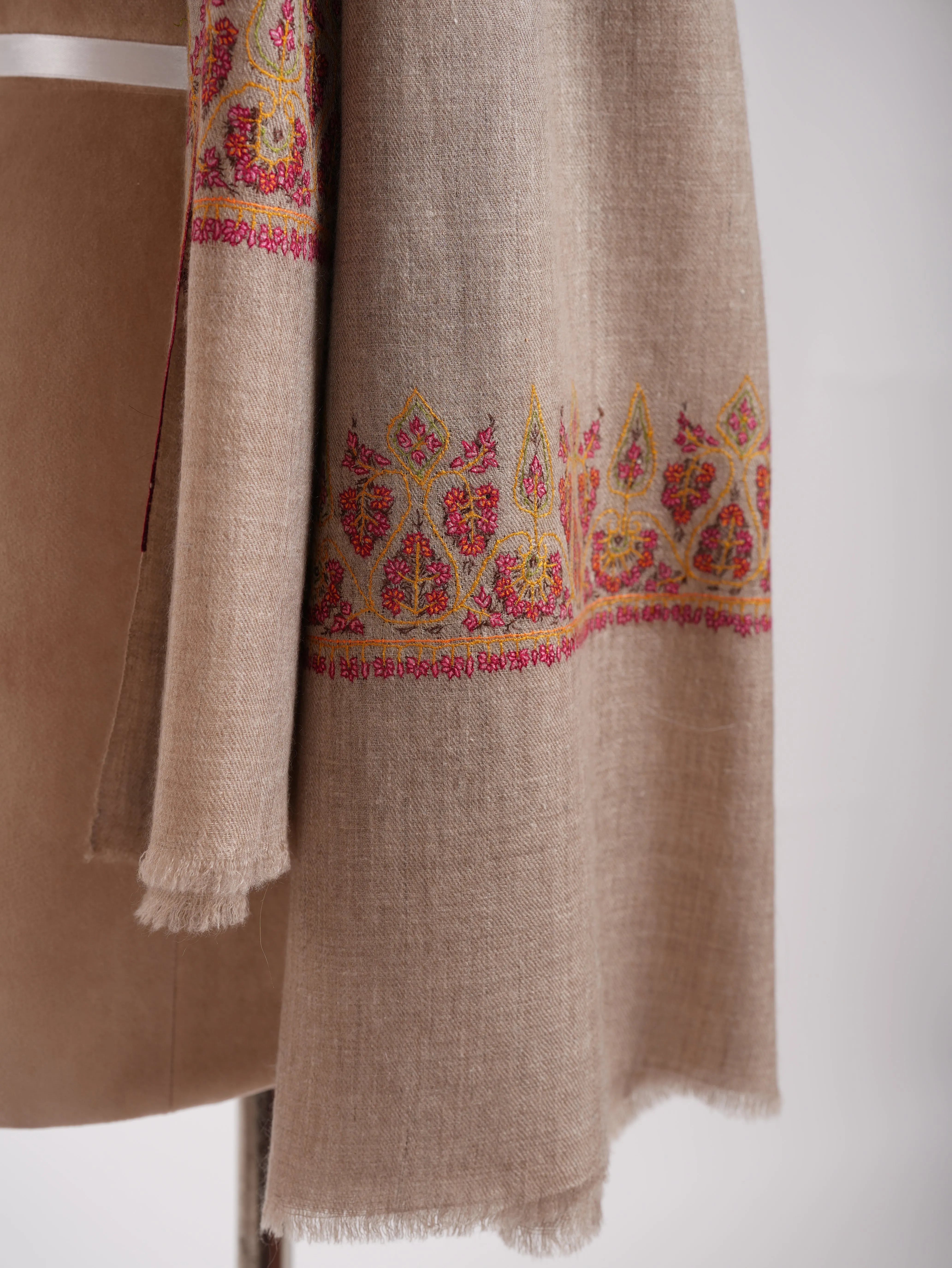 Natural Grey Handcrafted Cashmere Stole