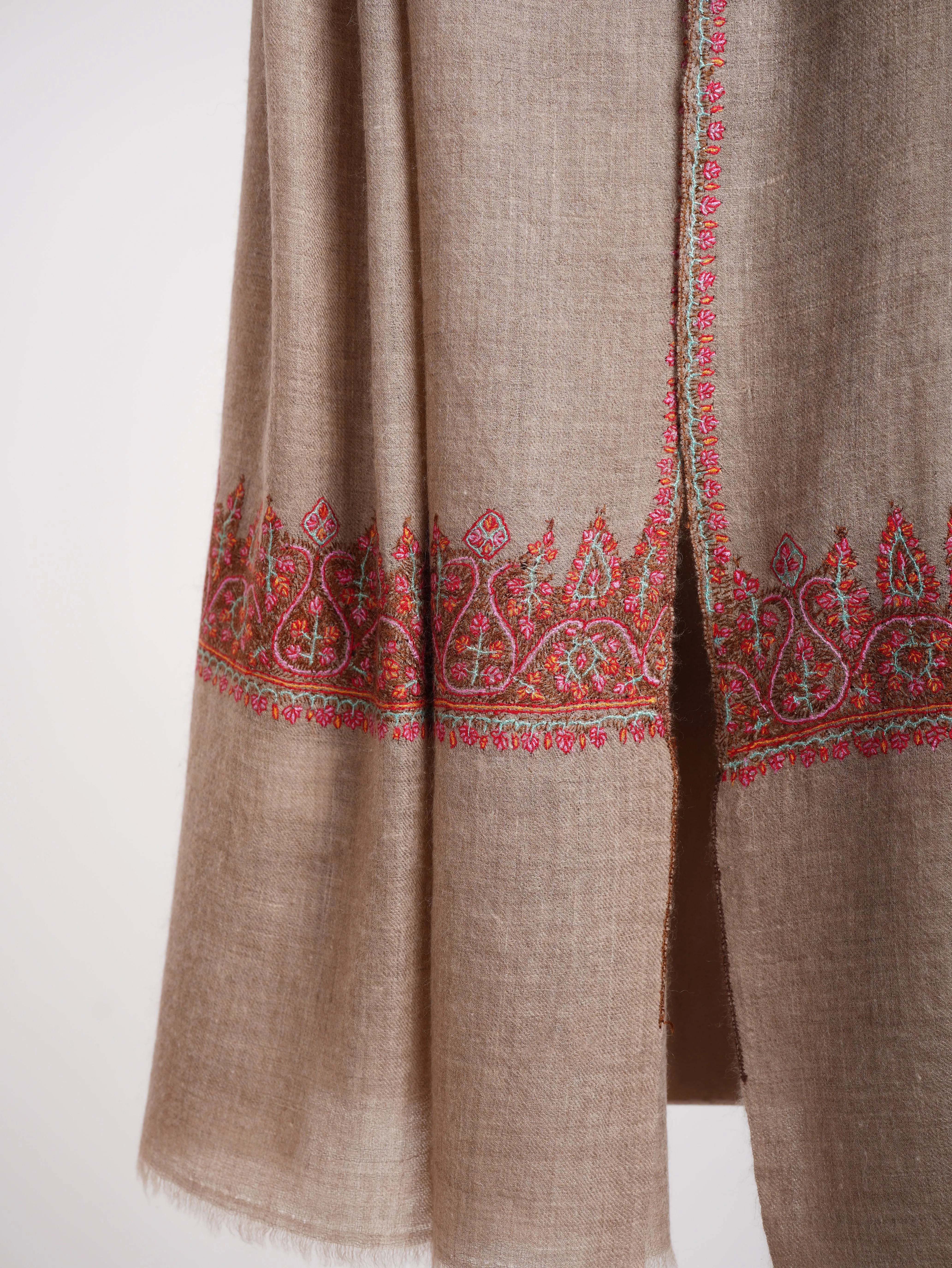 Natural Grey Handcrafted Cashmere Stole