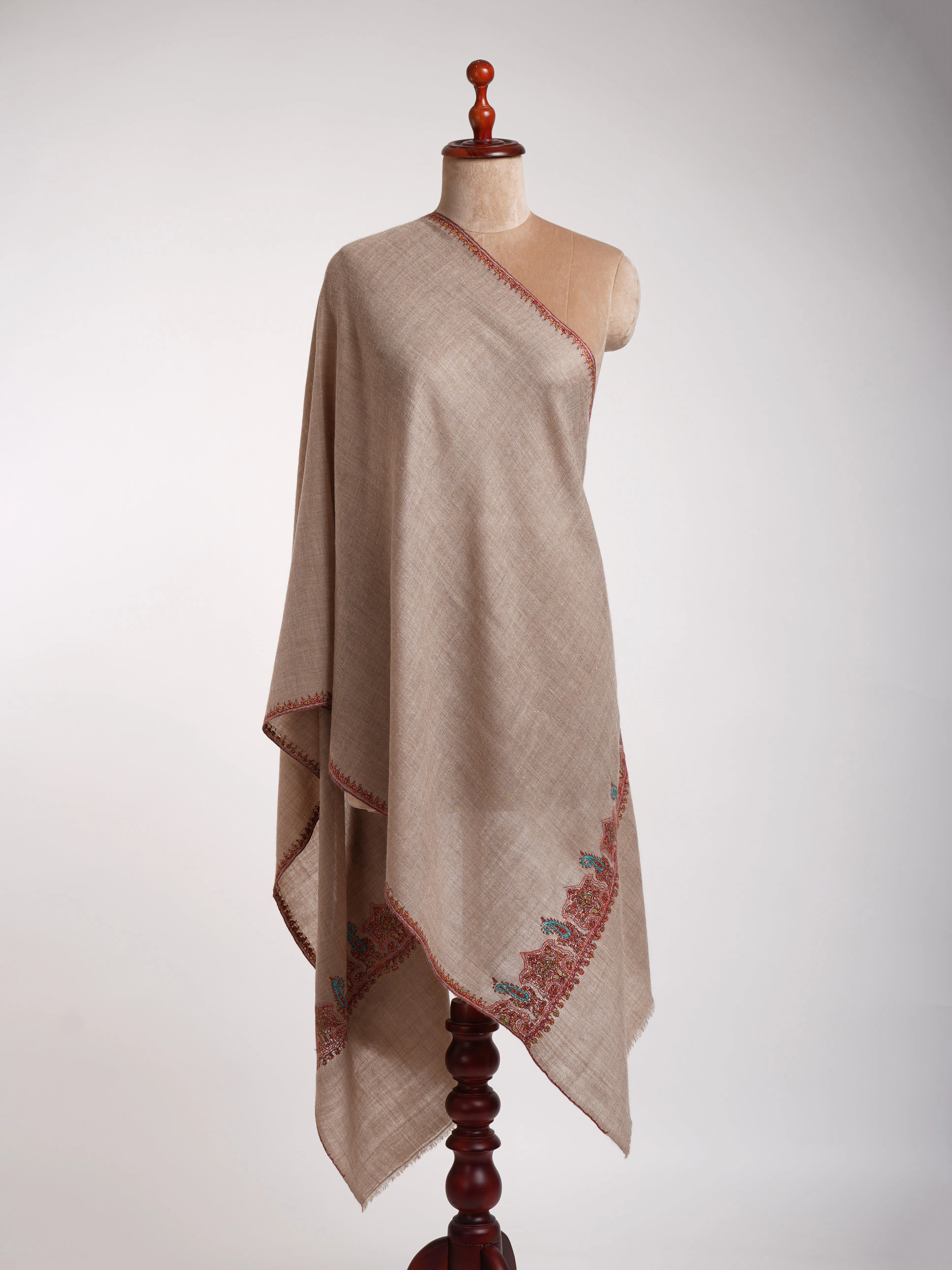 Natural Grey Handcrafted Cashmere Stole